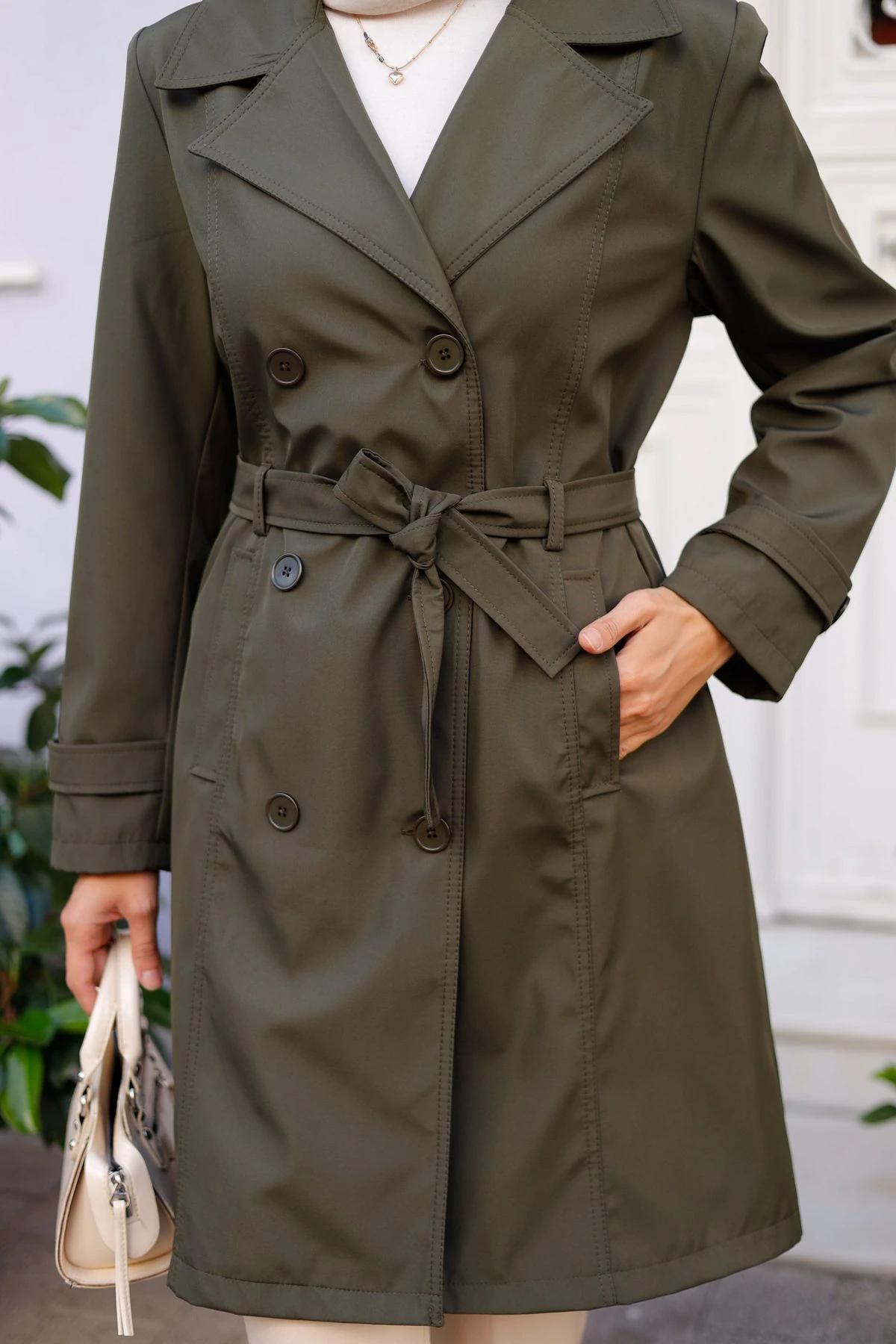 Kadın Astarlı Kuşaklı Trençkot