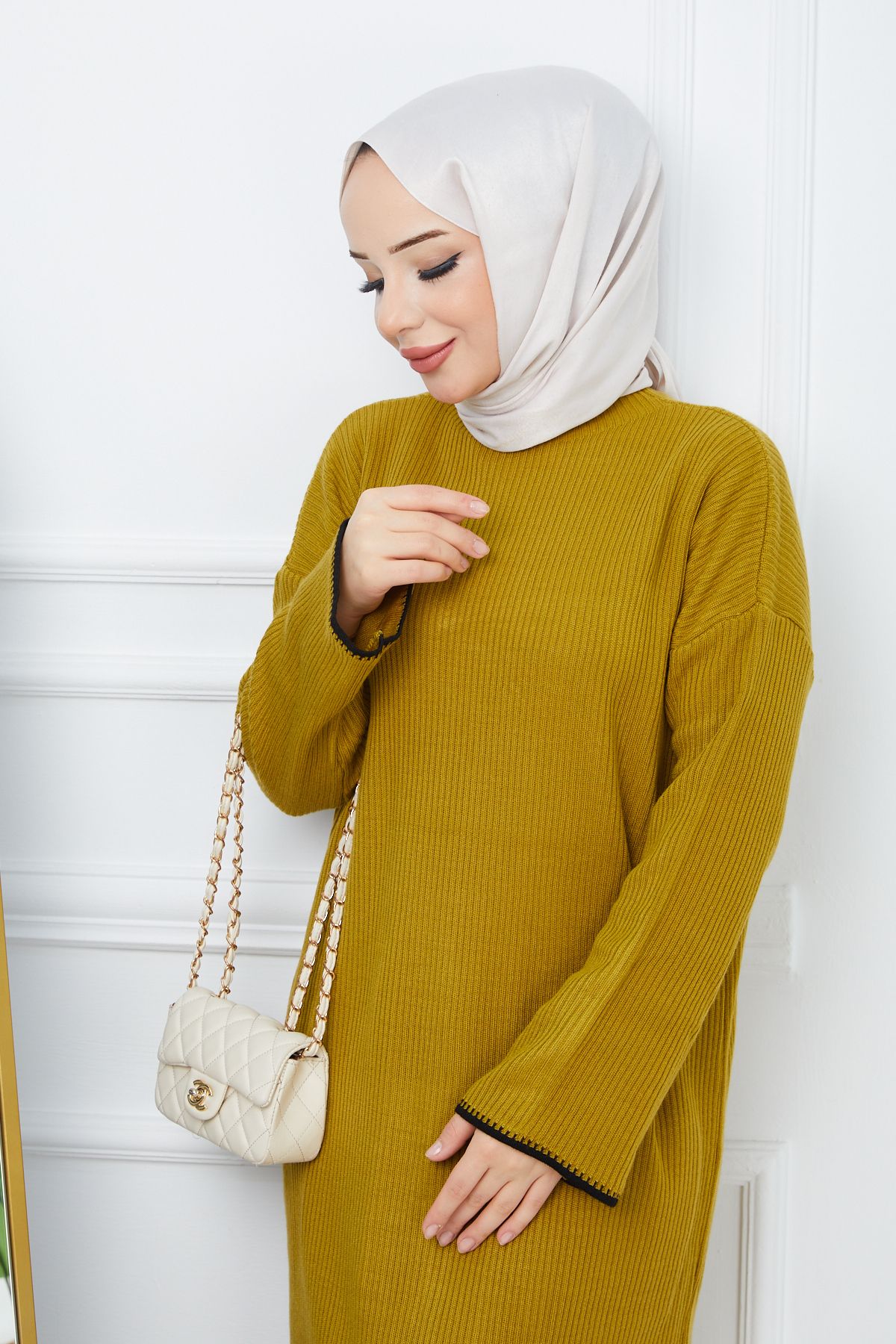 Kadın Şerit Detaylı Fitilli Elbise