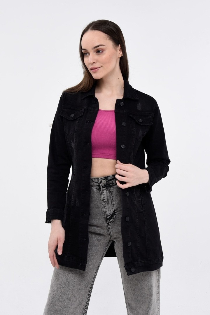 Kadın Jean Mavi Denim Kot Ceket