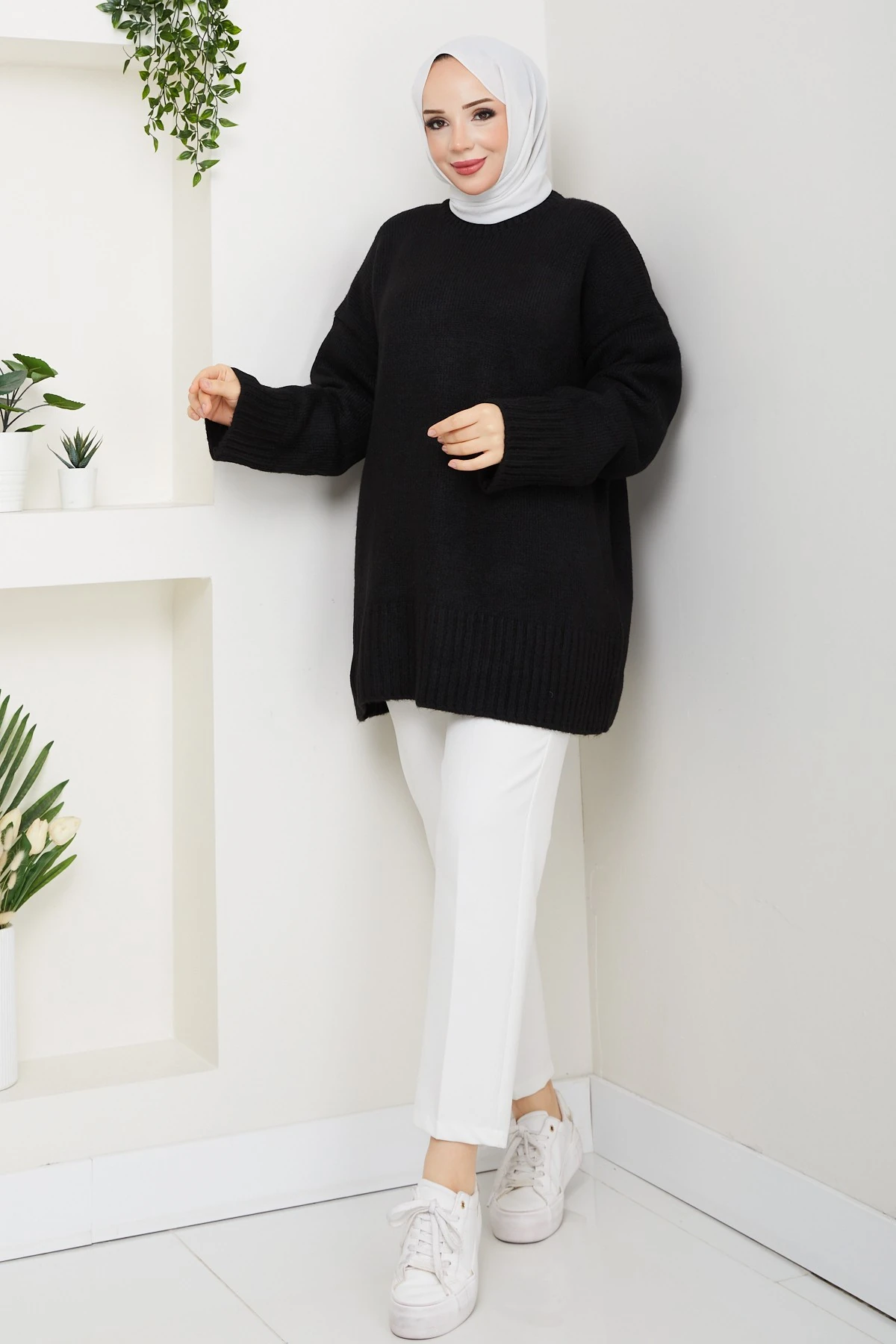 Kadın Bisiklet Yaka Oversize Triko Kazak