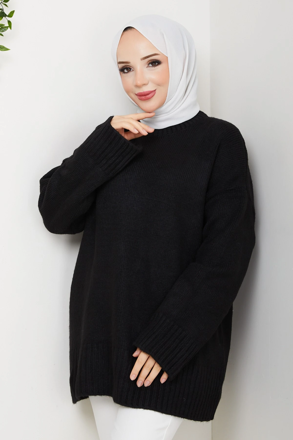 Kadın Bisiklet Yaka Oversize Triko Kazak