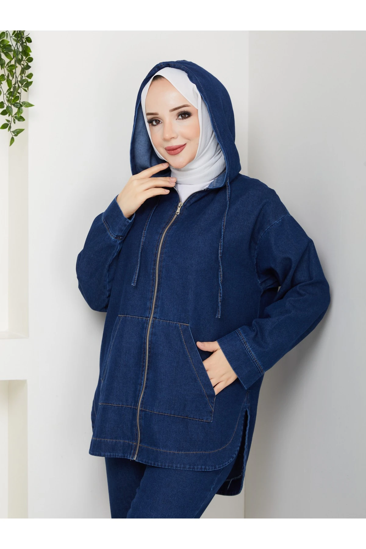 Kadın Pantolonlu İkili Salaş Kot Takım