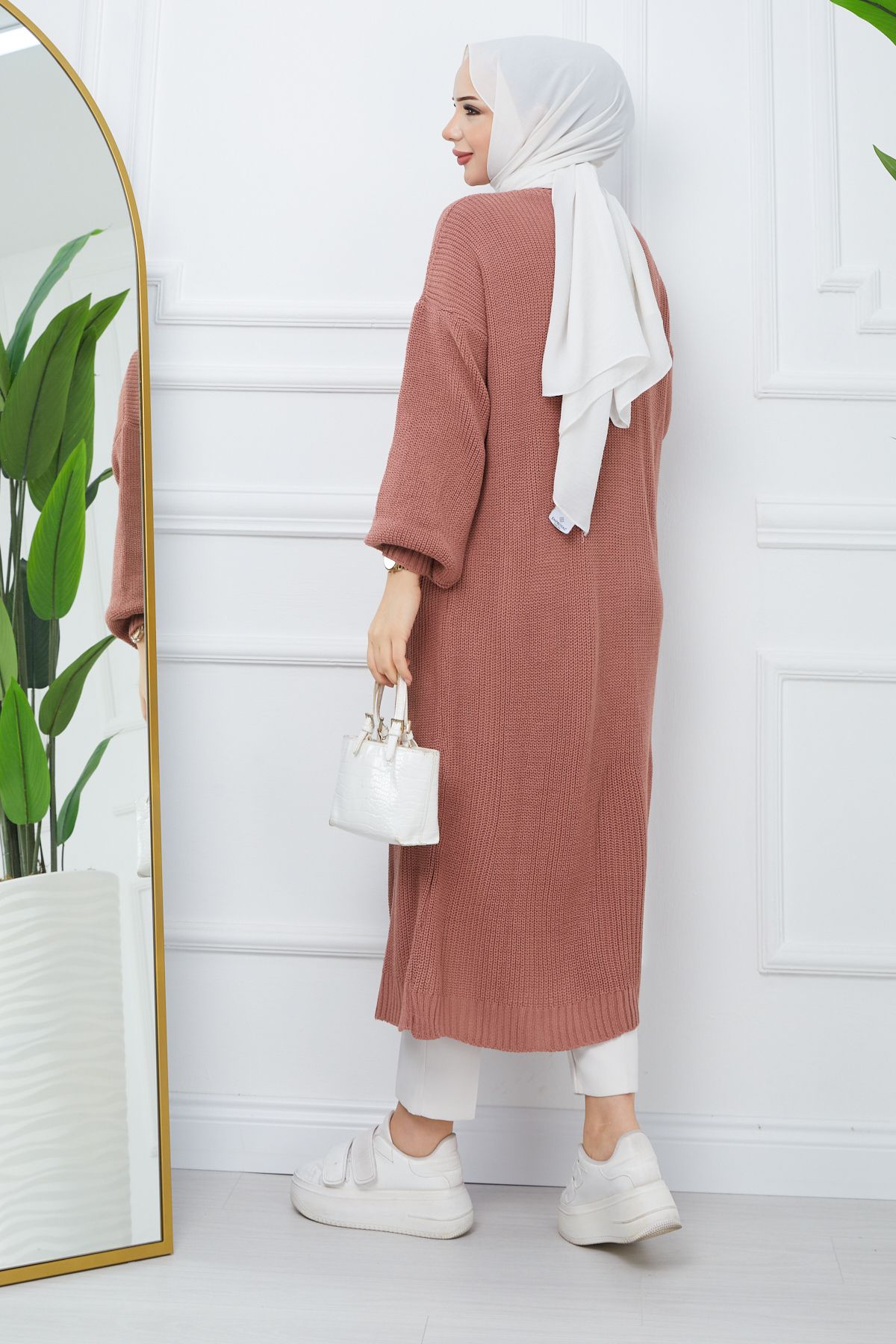 Kadın Cepli Salaş Triko Hırka