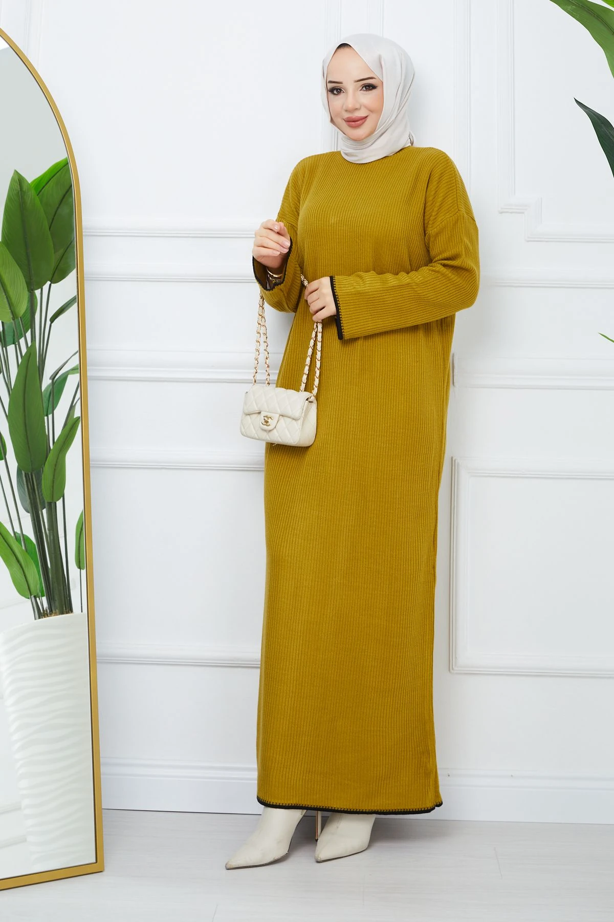 Kadın Şerit Detaylı Fitilli Elbise