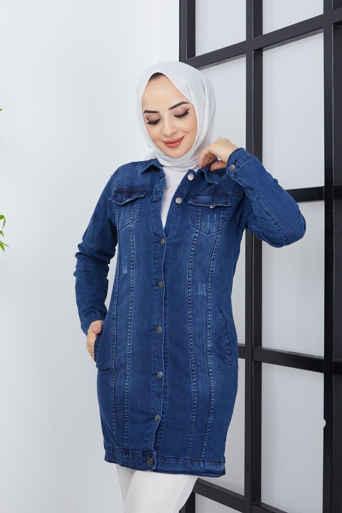 Kadın Açık Mavi Denim Kot Ceket