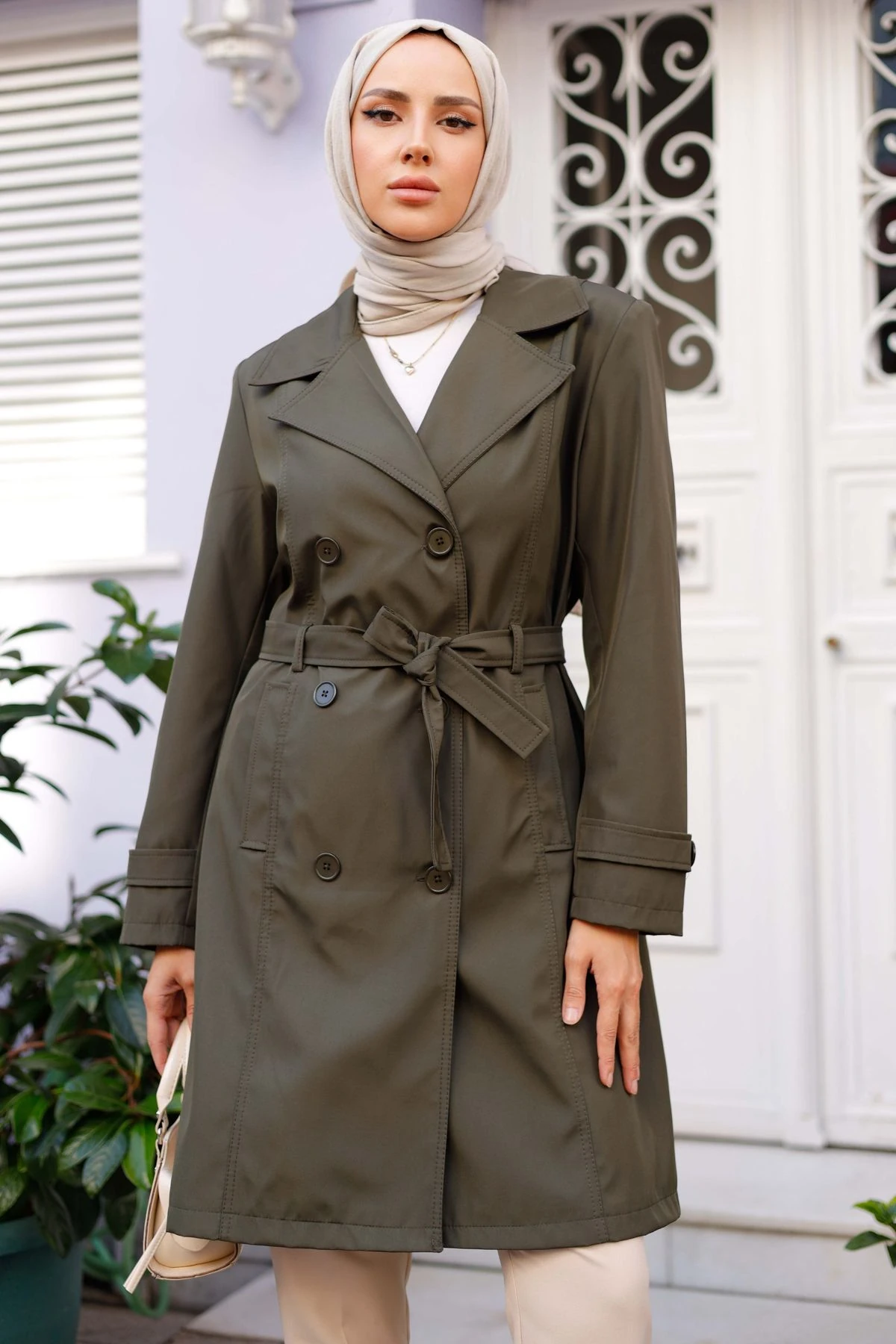 Kadın Astarlı Kuşaklı Trençkot