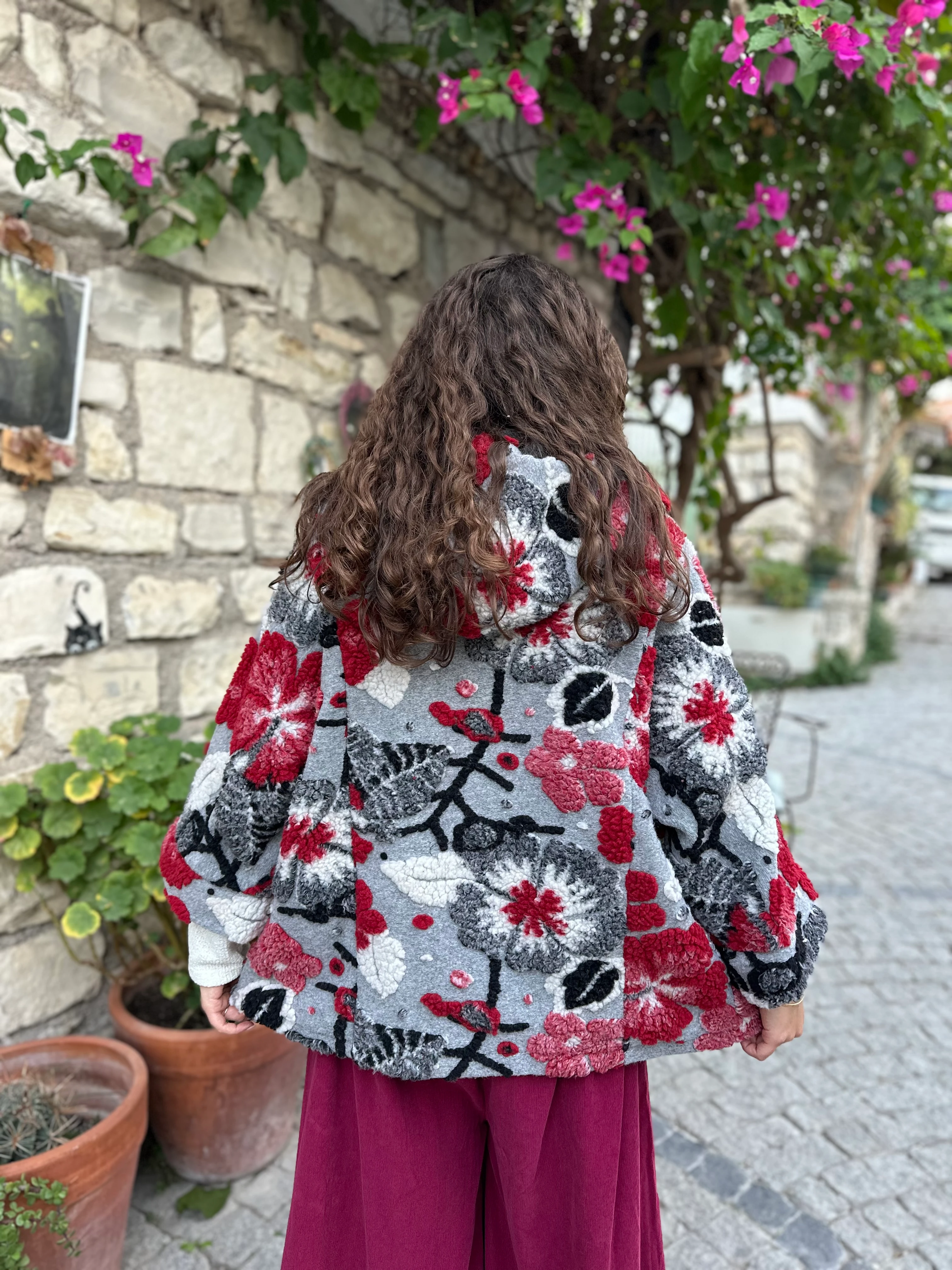 Yaprak Desen Keçe Kaban A0026