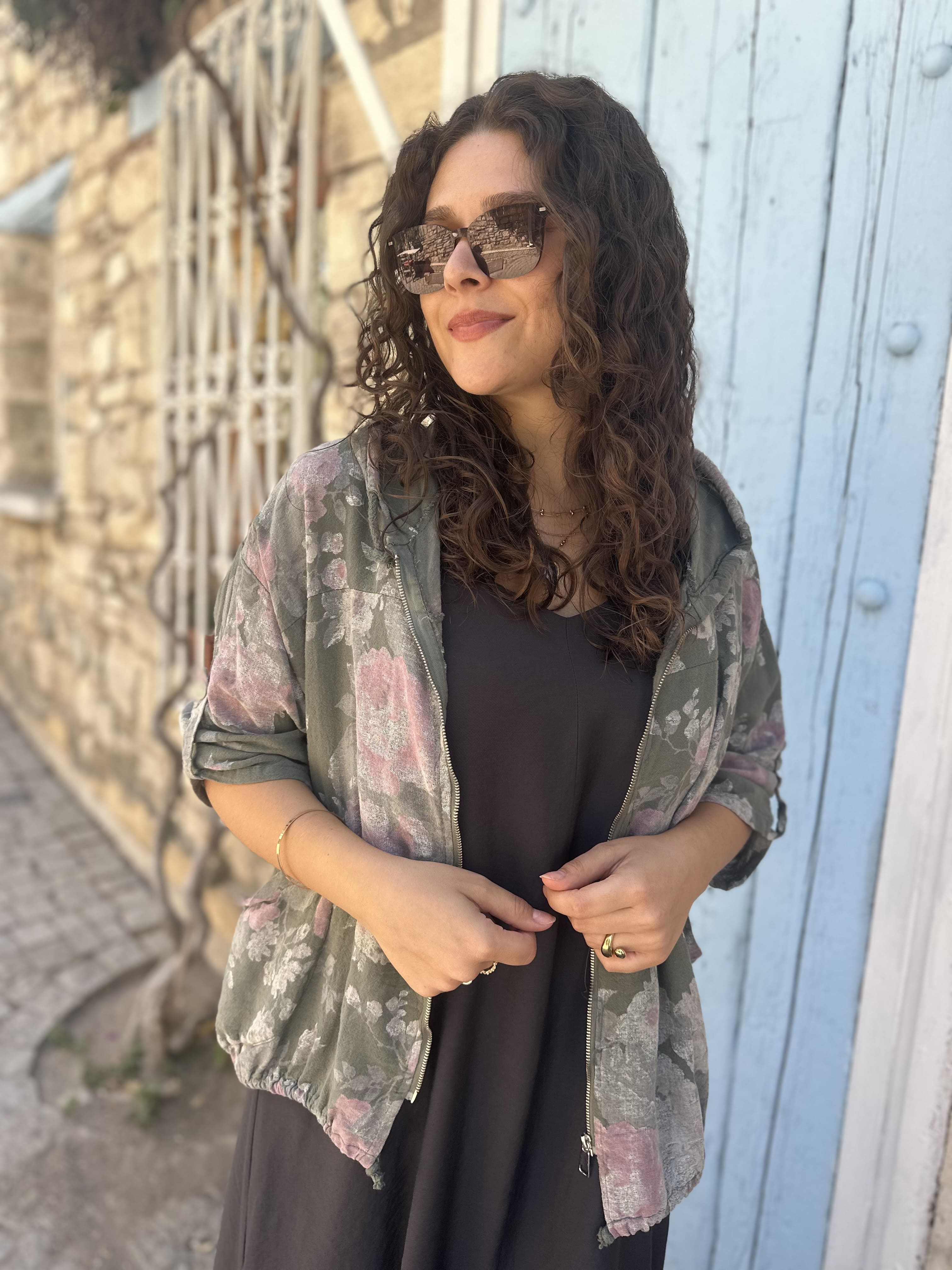 Batik Gül Desen Fermuarlı Kısa Kap 24362