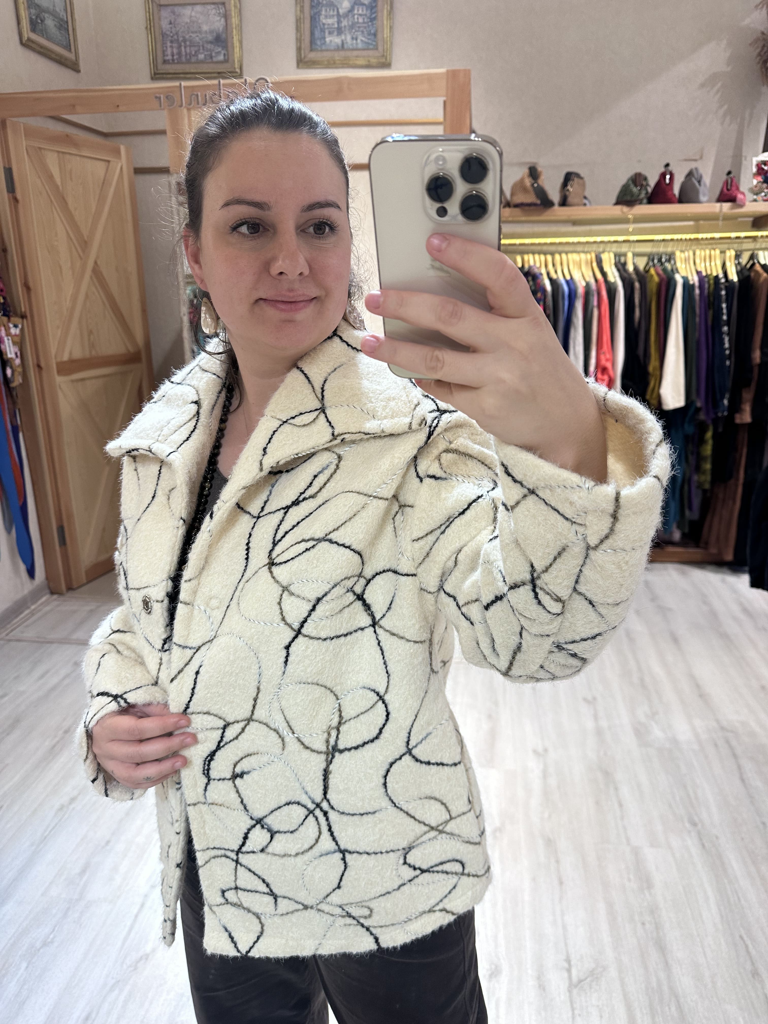 Rafya Desen Çırçıtlı Keçe Ceket SN829