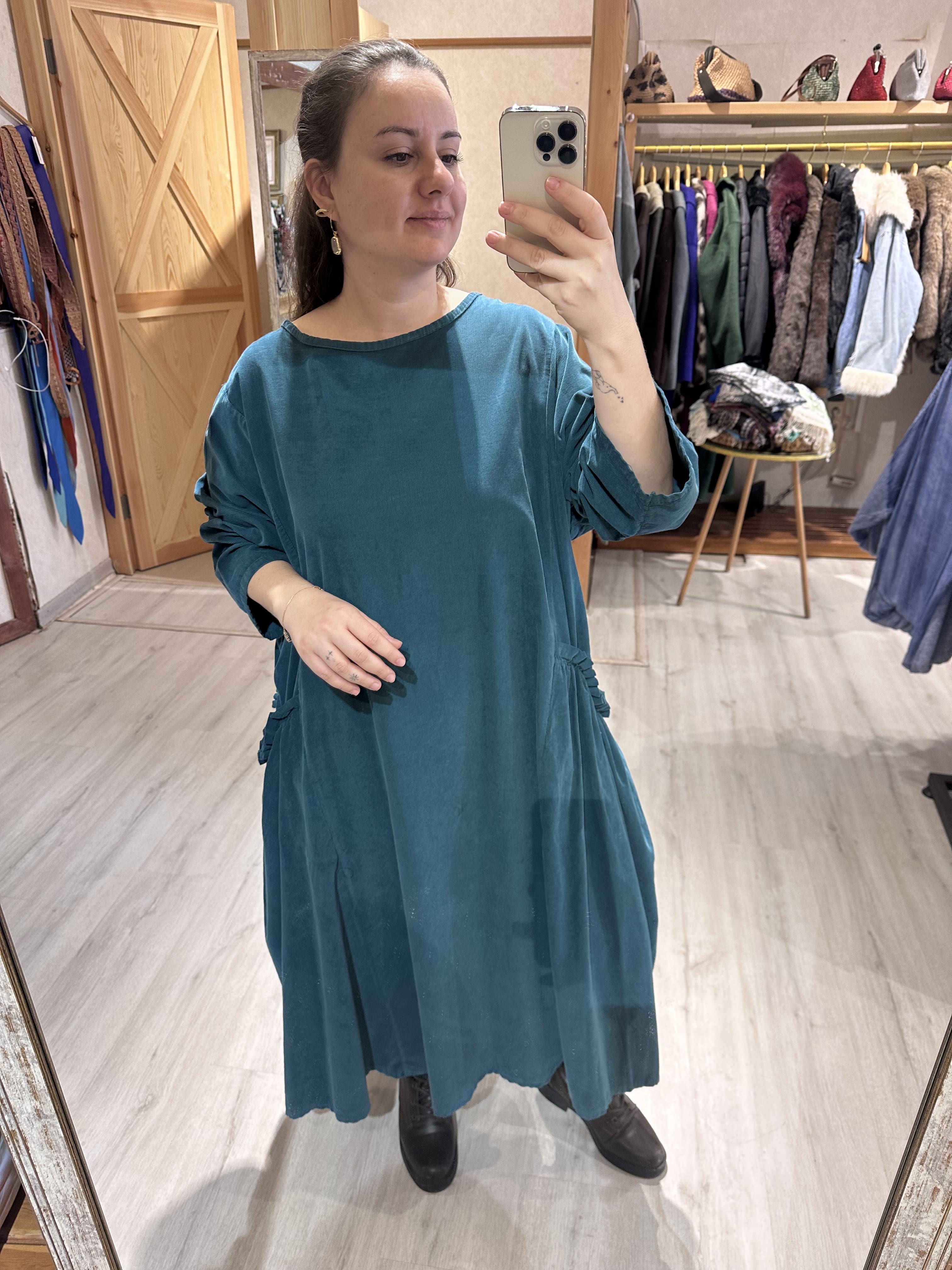 Cepli Kadife Elbise 72244 - ZÜMRÜT YEŞİLİ