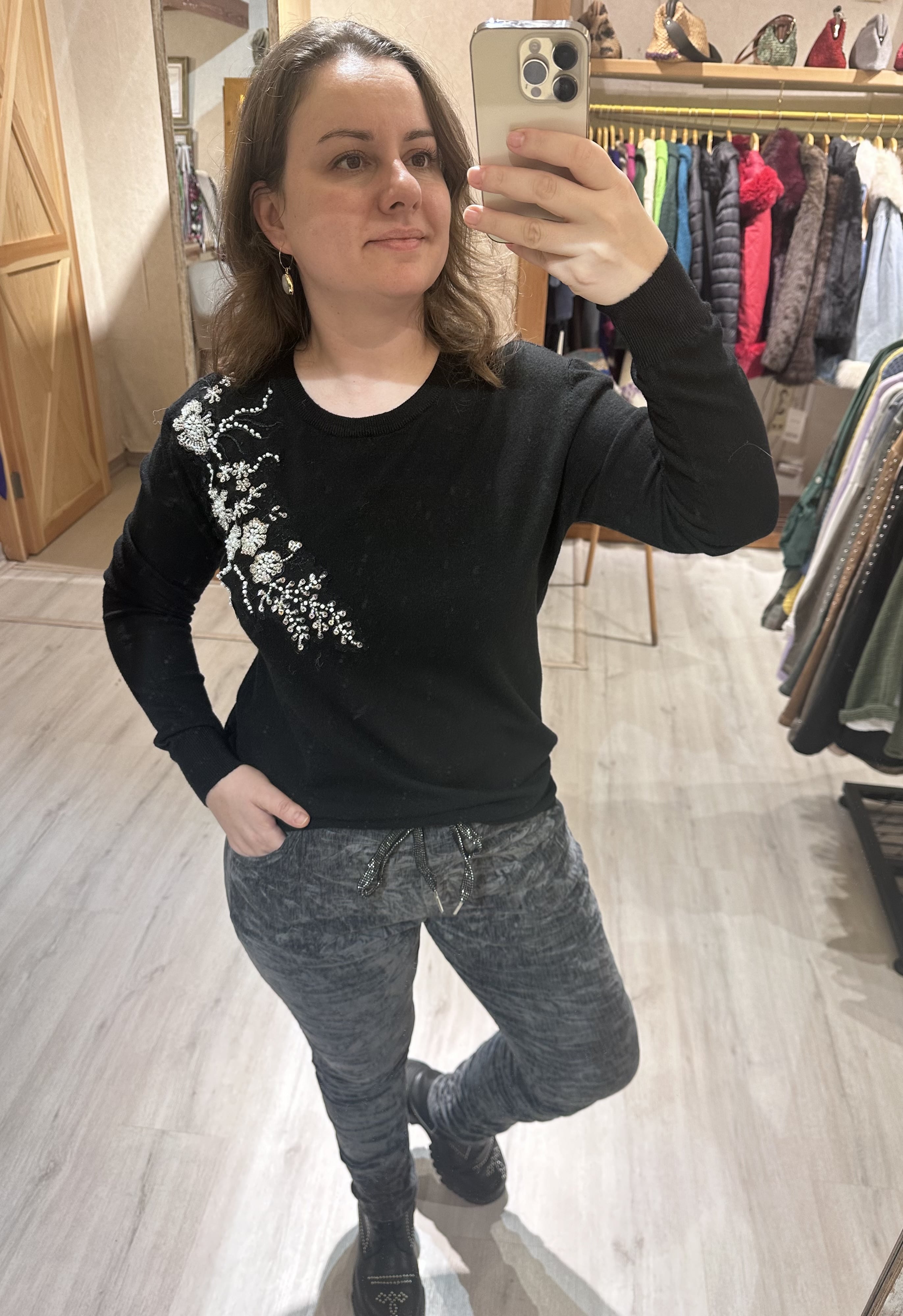 Çapraz Taşlı Triko Kazak JD9948 - Siyah