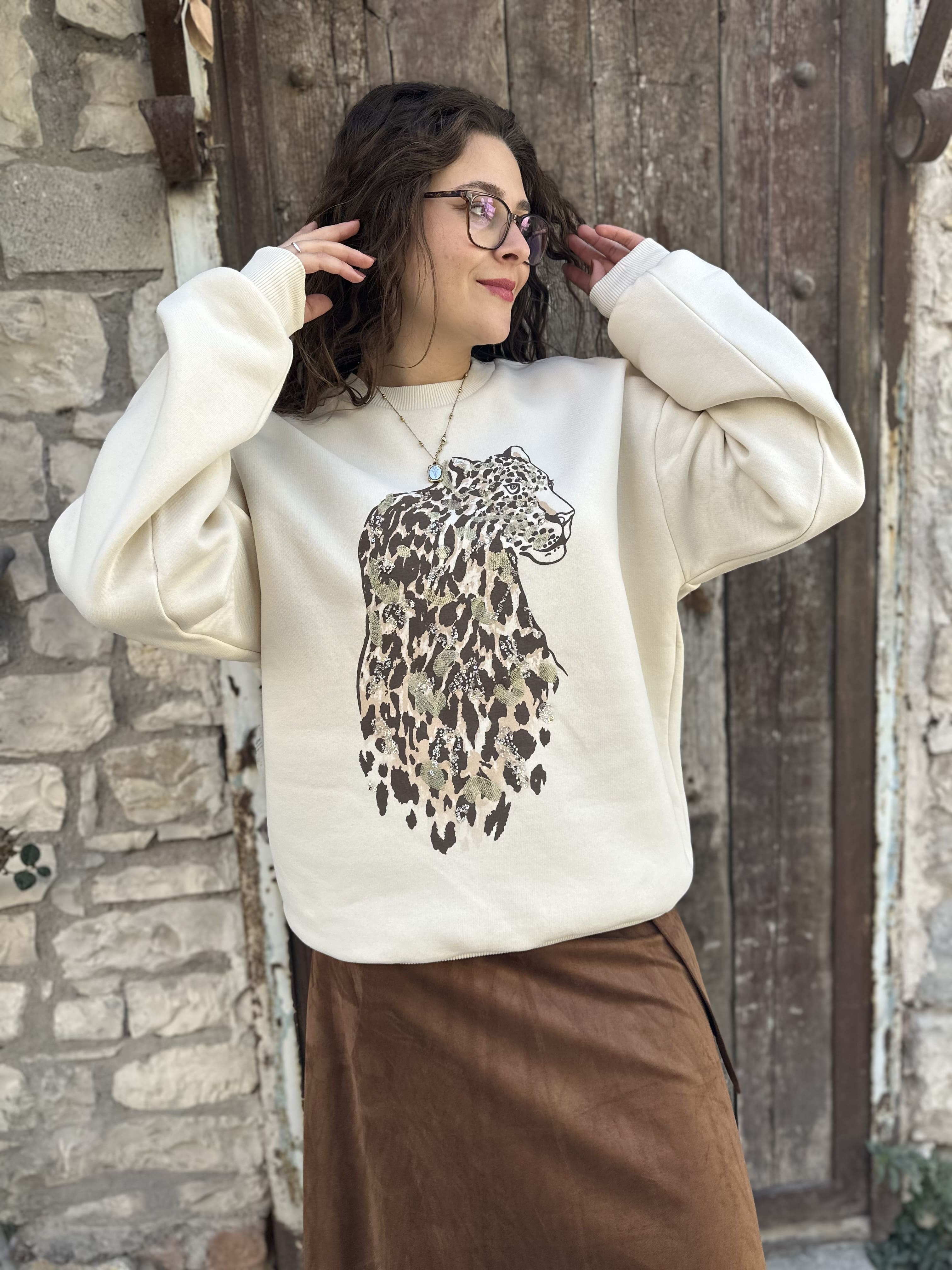 Leopar Desen Sweat 10276