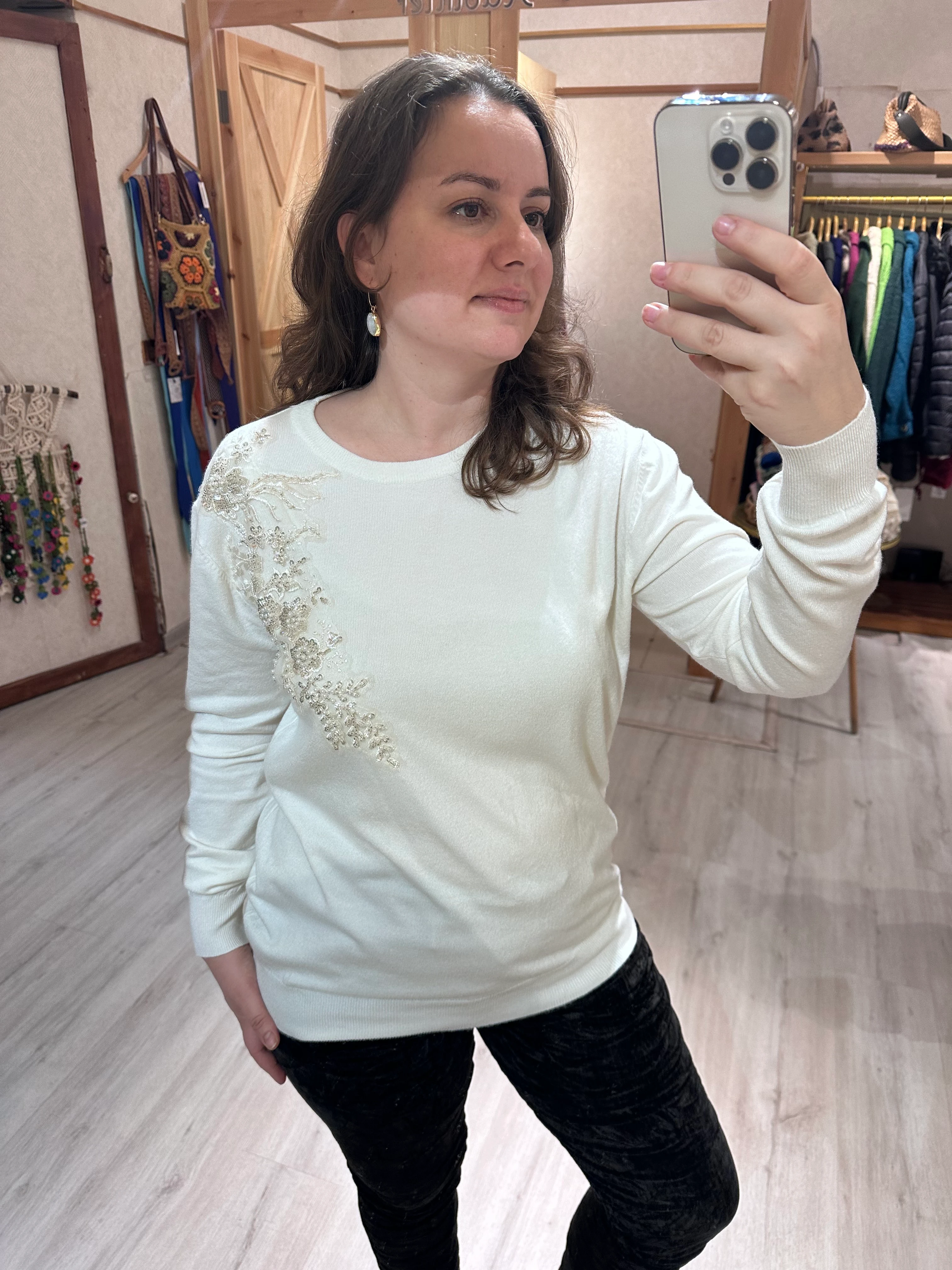 Çapraz Taşlı Triko Kazak JD9948