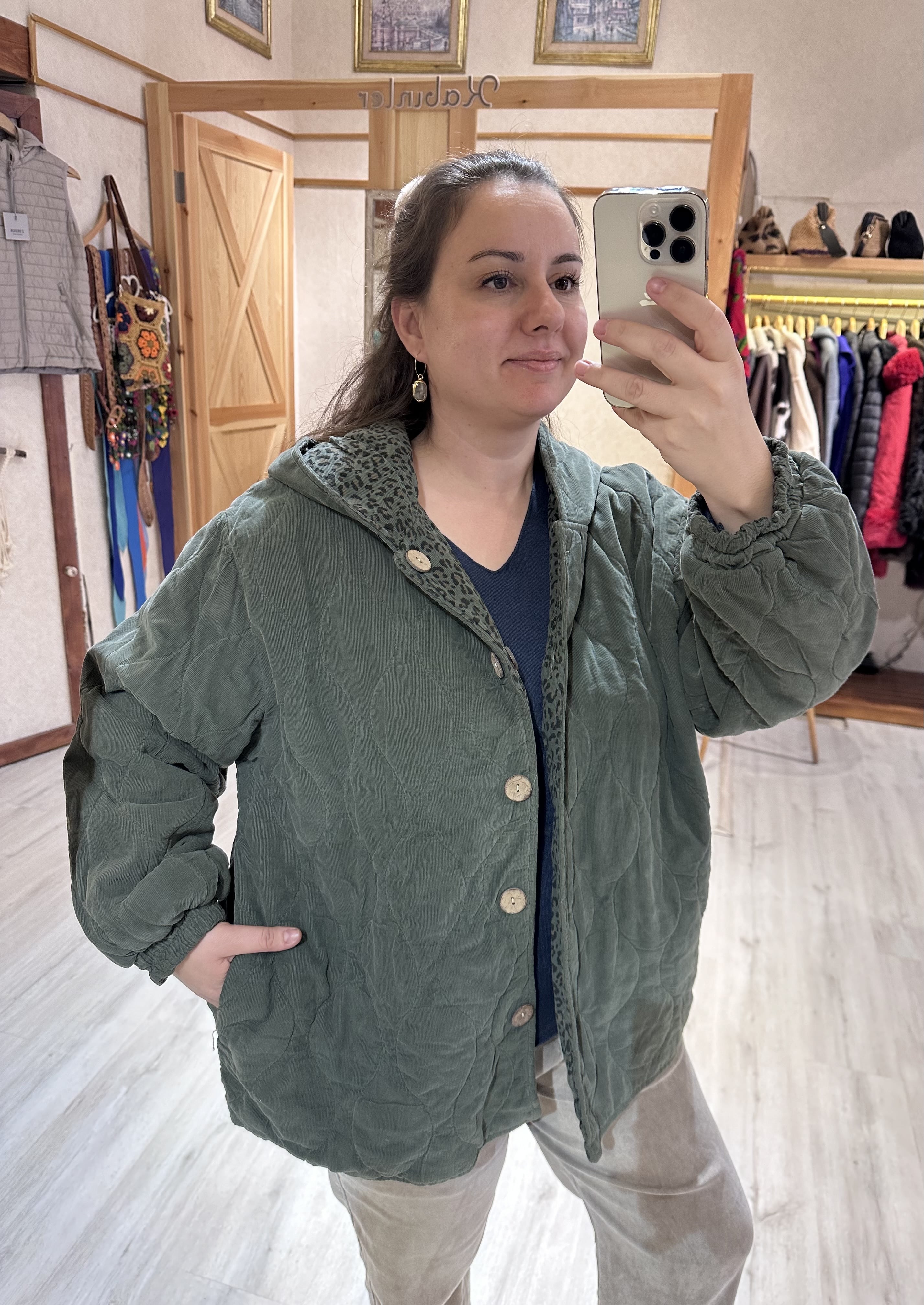 Kapüşonlu Leopar Astarlı İtalyan Mont 25488