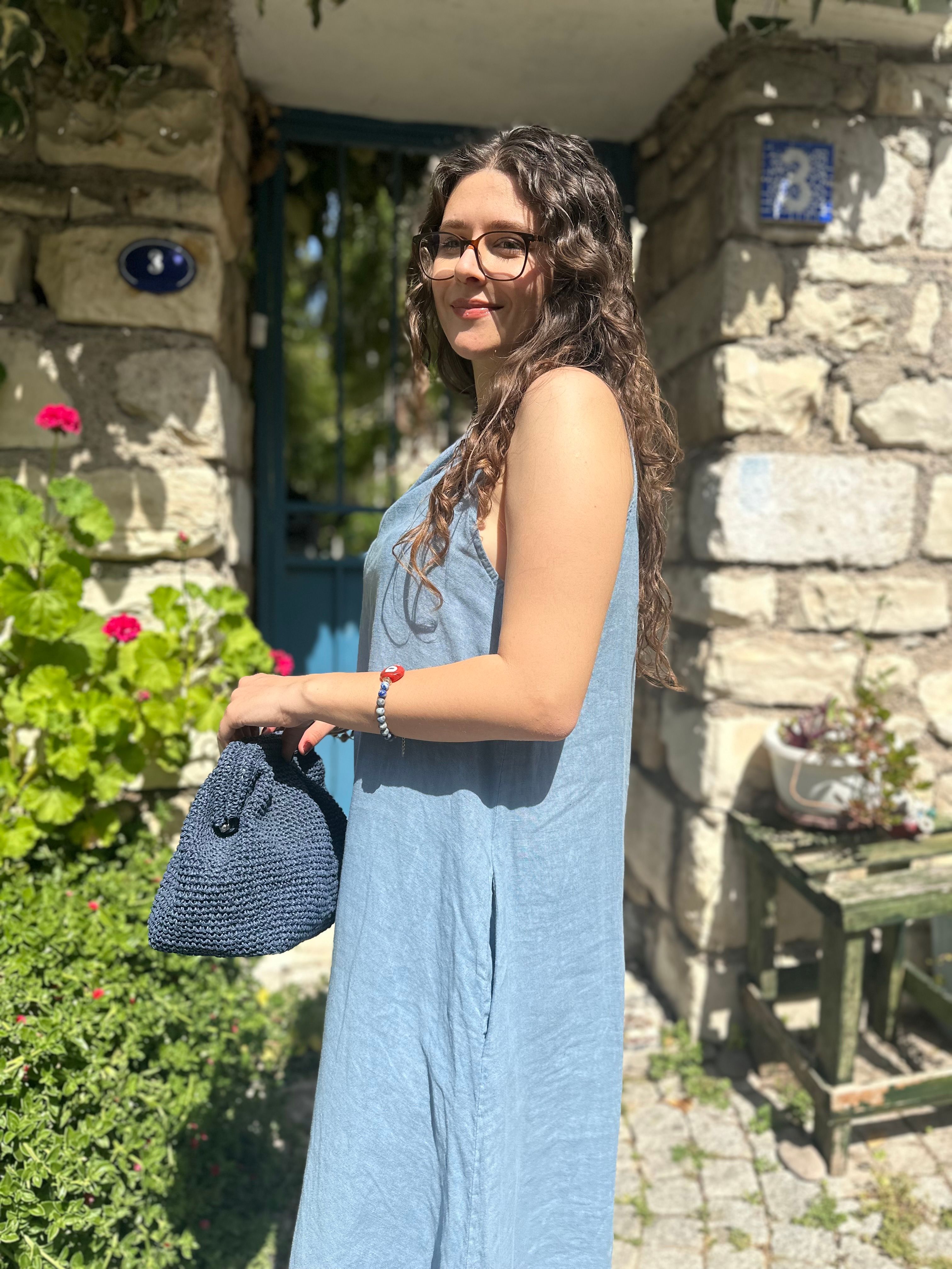 İtalyan Kolsuz Keten Elbise 25396
