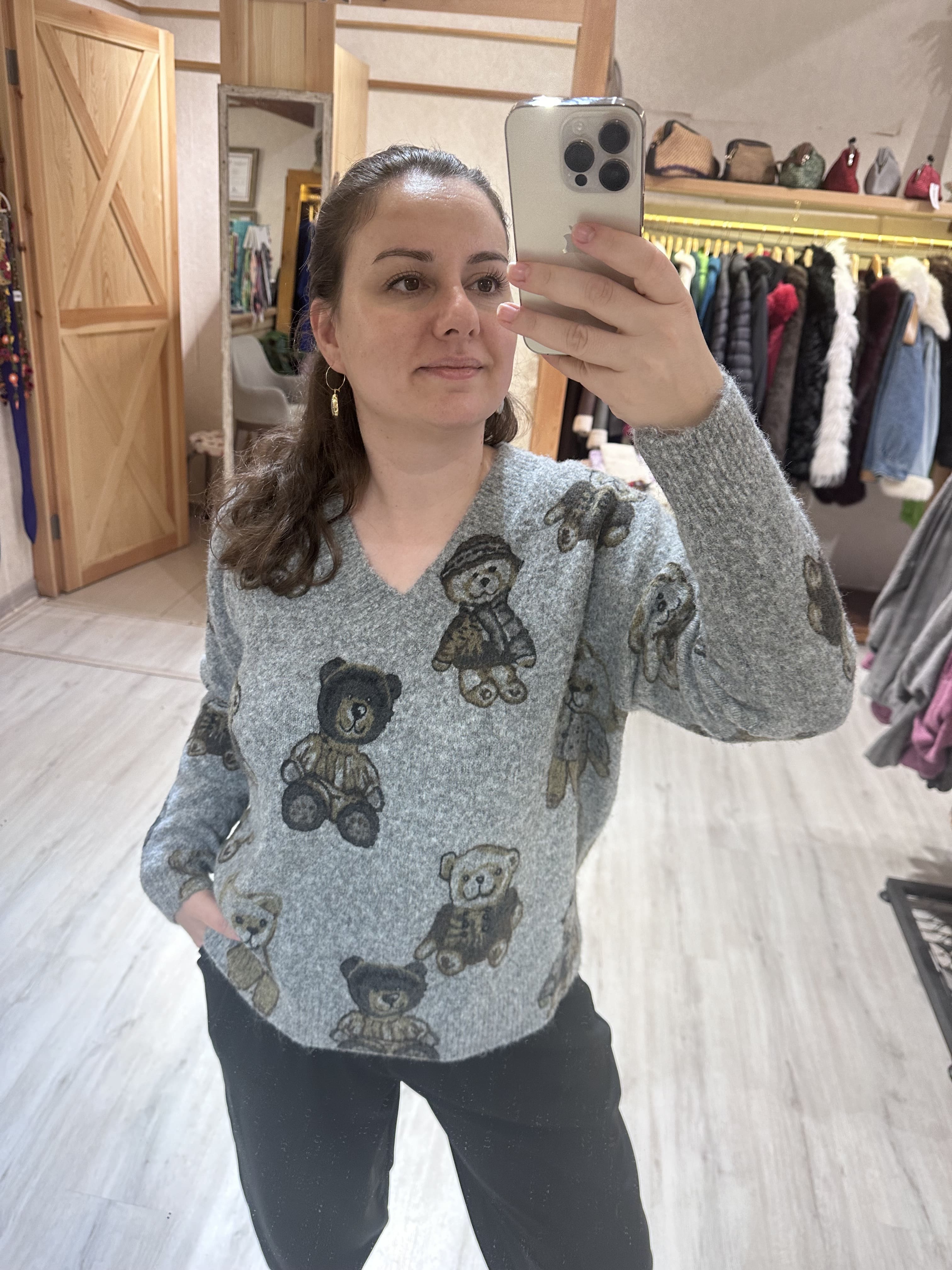 Ayıcık Desen Yünlü Kazak J881