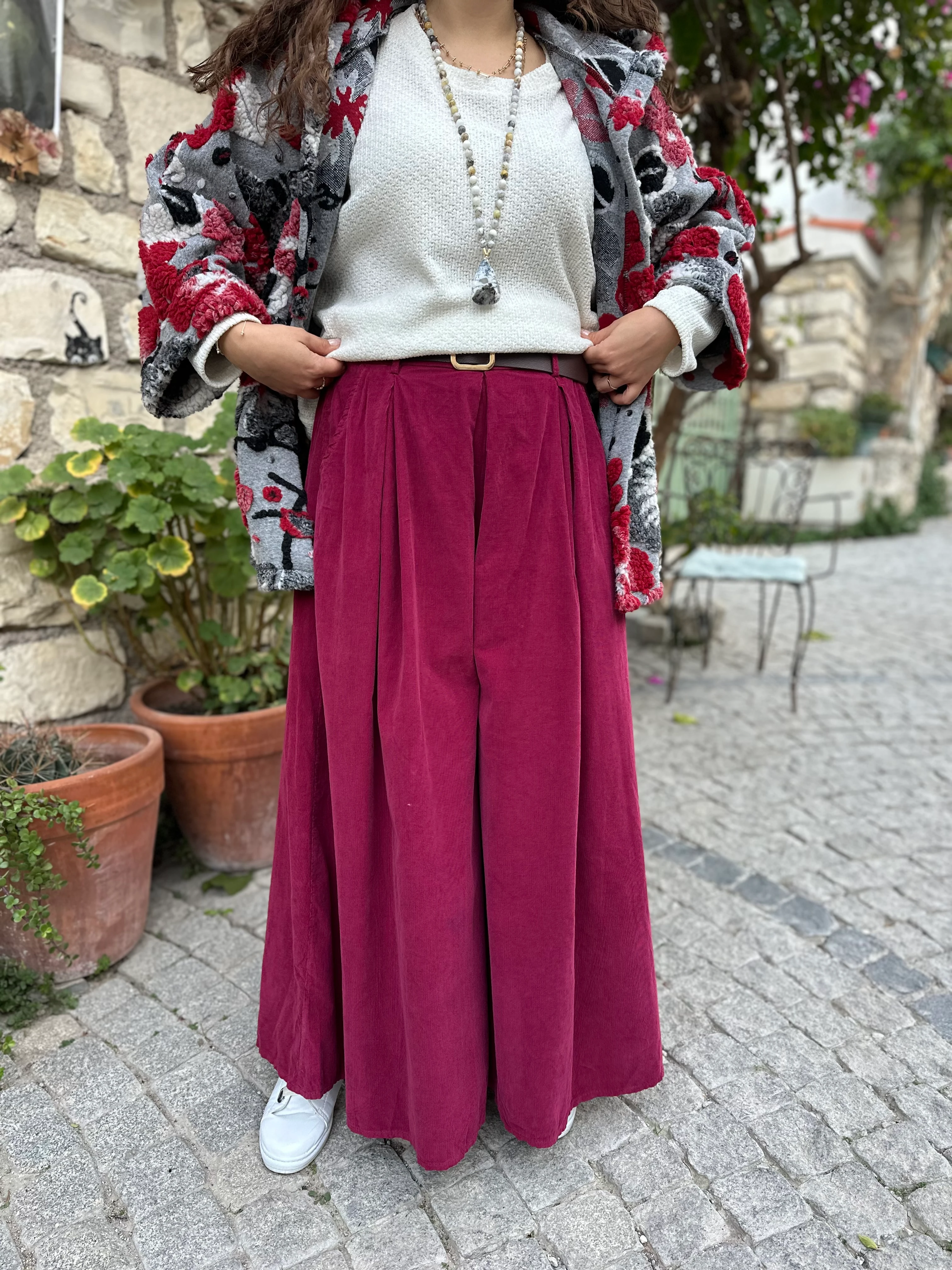 Kadife Kemerli Pantolon 30522