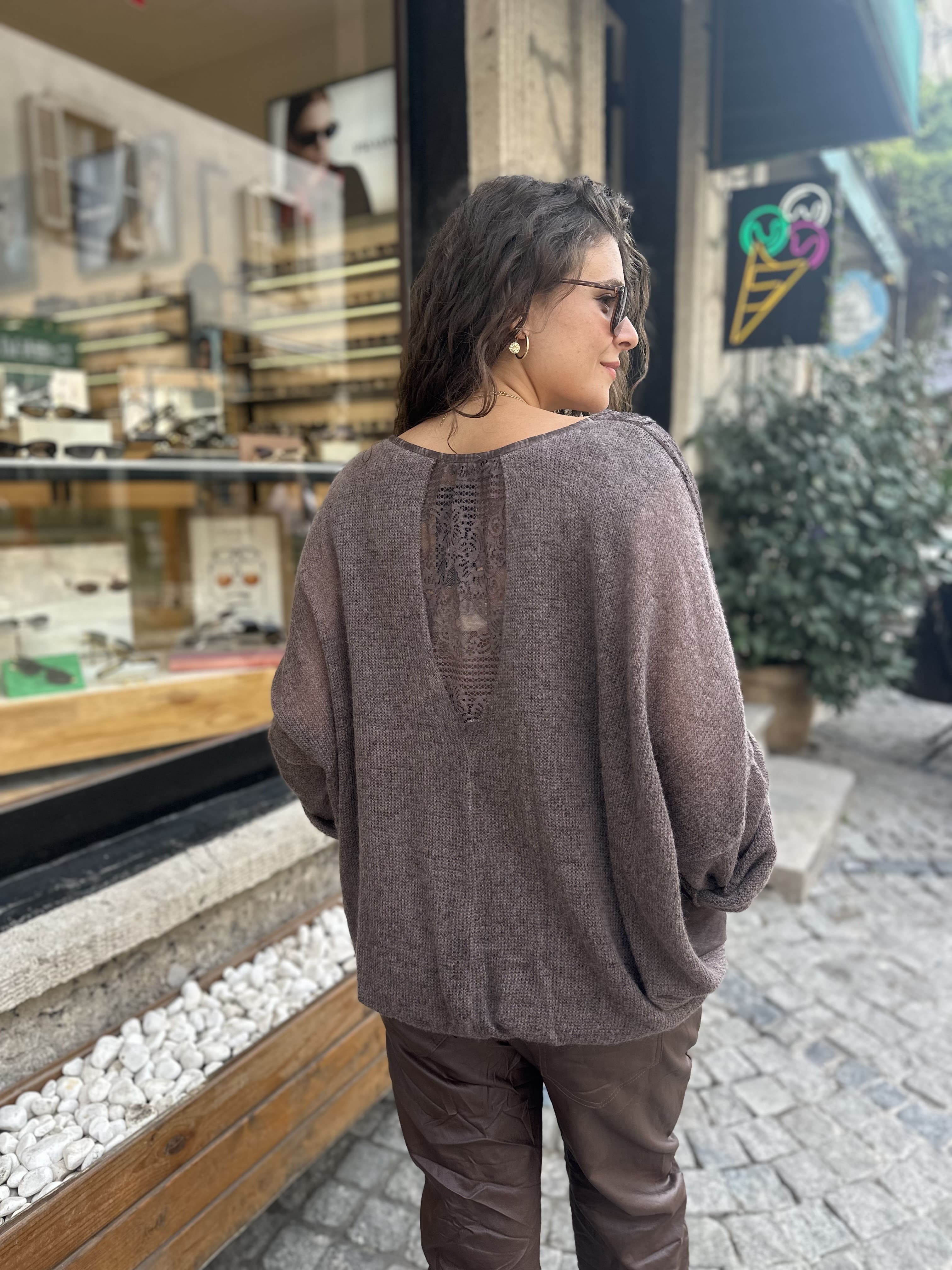 İtalyan İpek Bluz 889 - Kahve