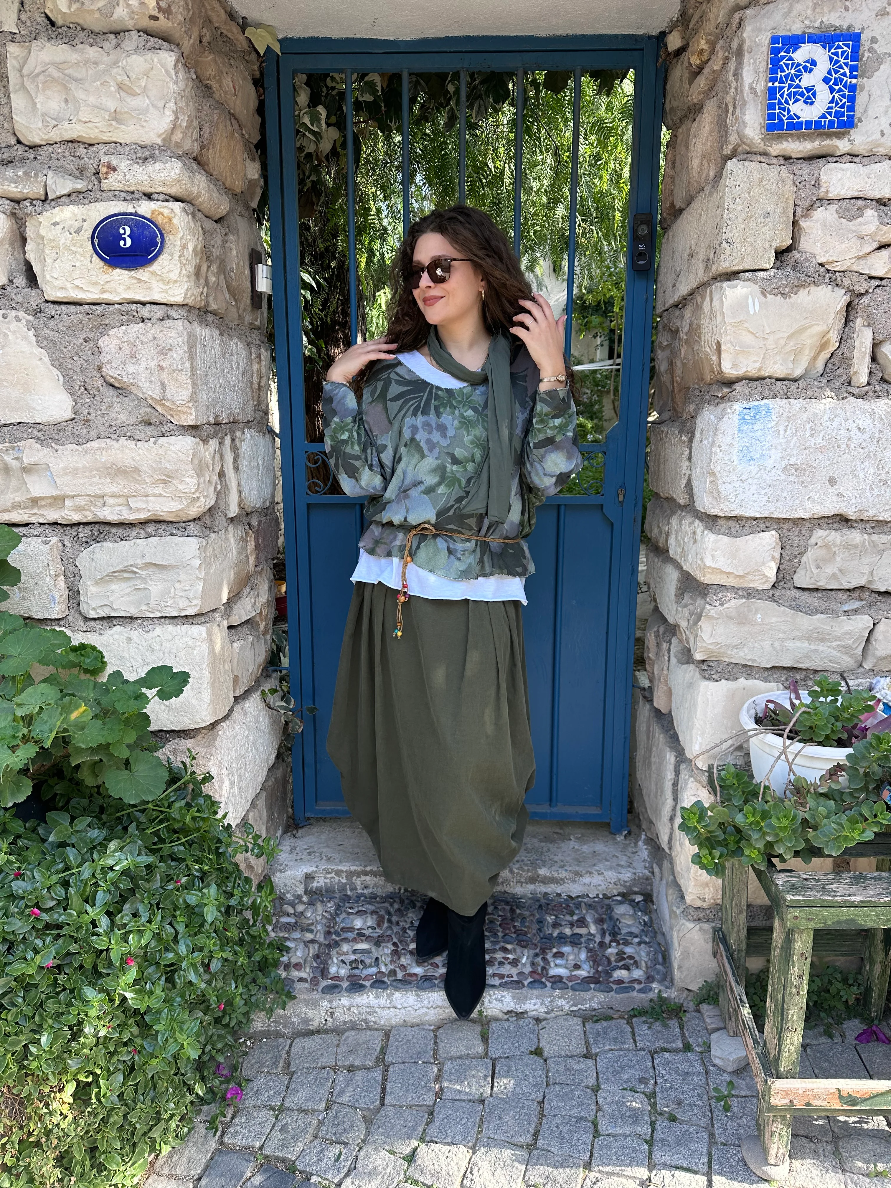 İtalyan Kadife Etek 1891 - Haki