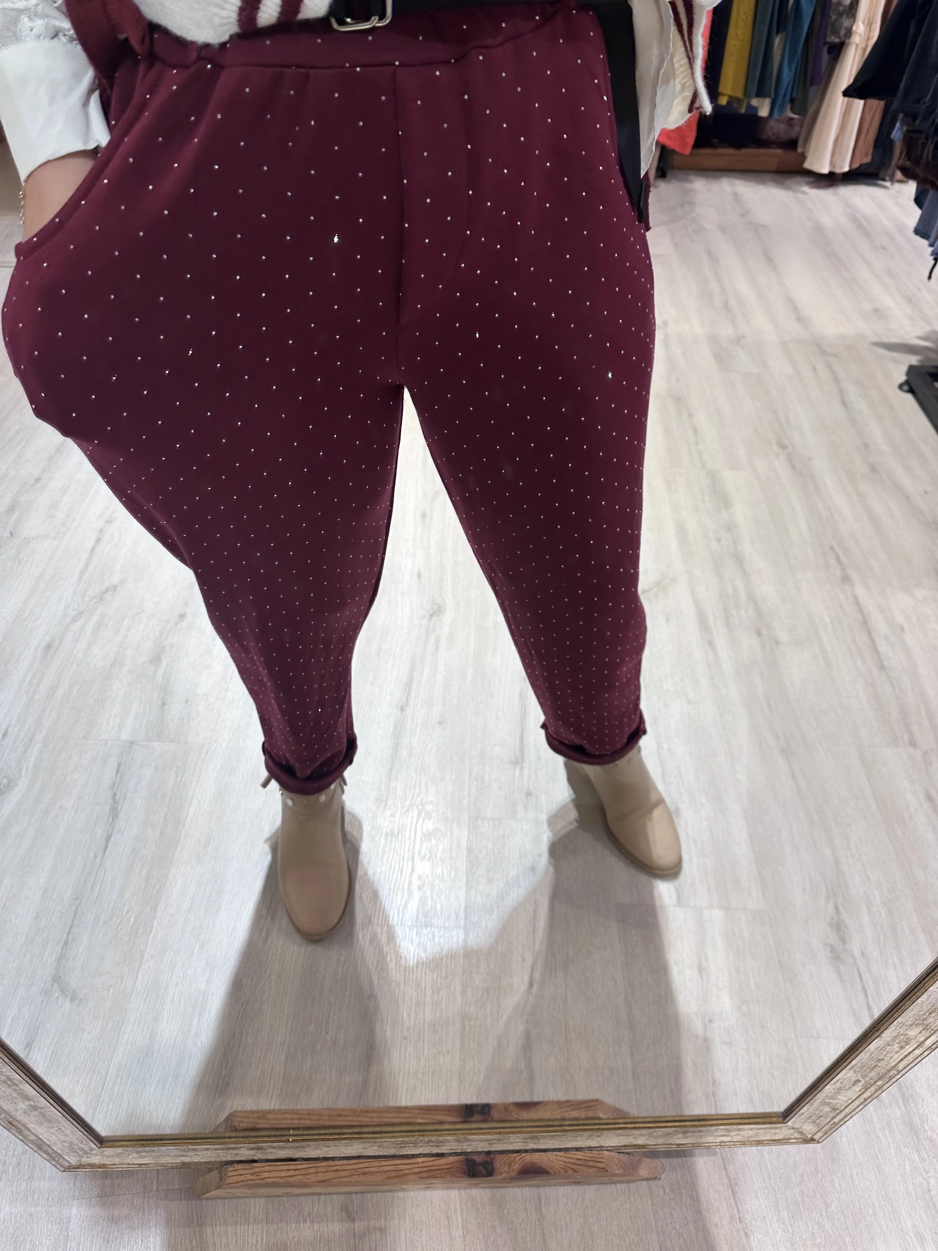 Taşlı Kemerli Pantolon 8614