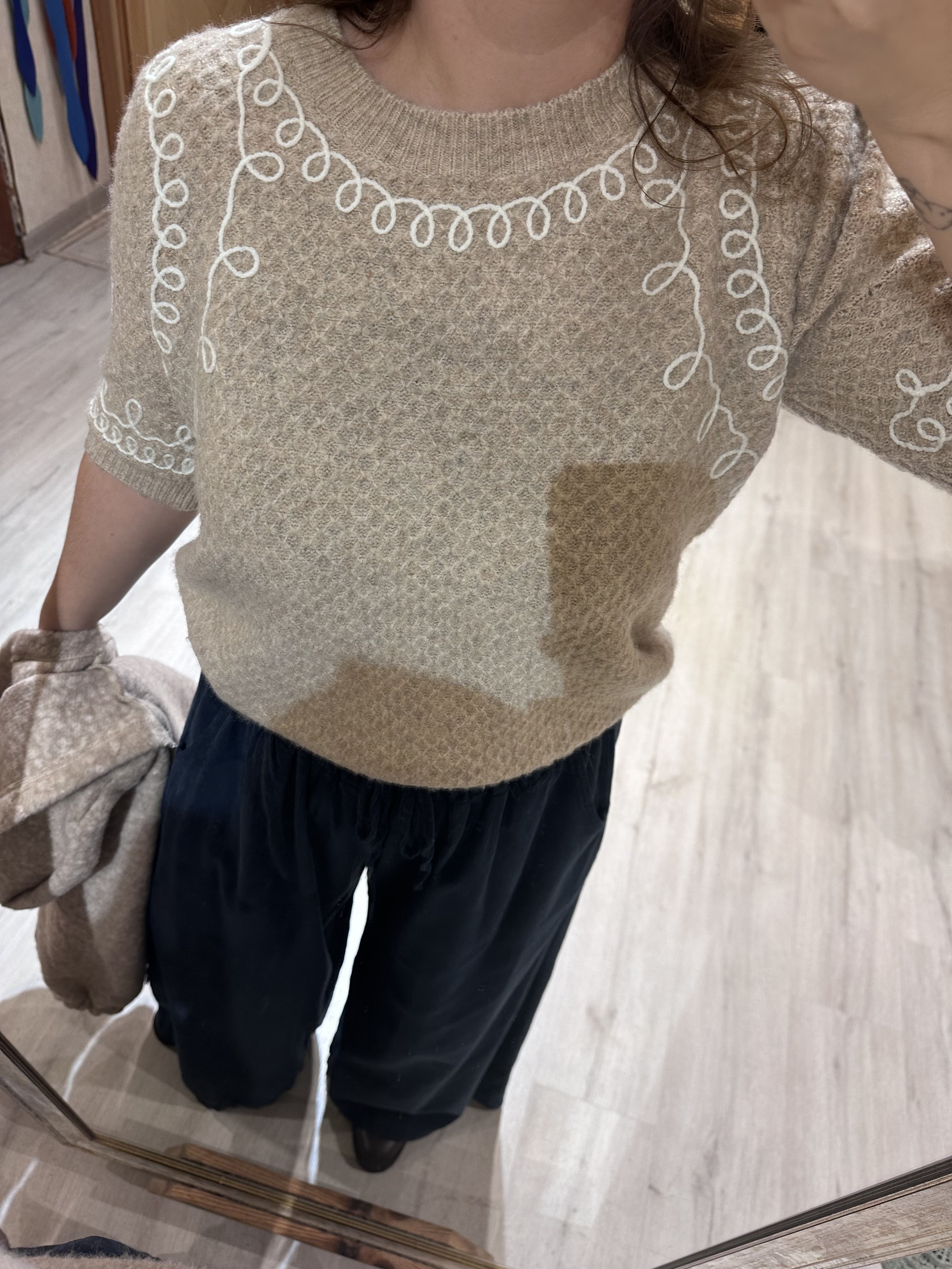 Rafya Desen Yünlü Kazak 250115 - BEJ