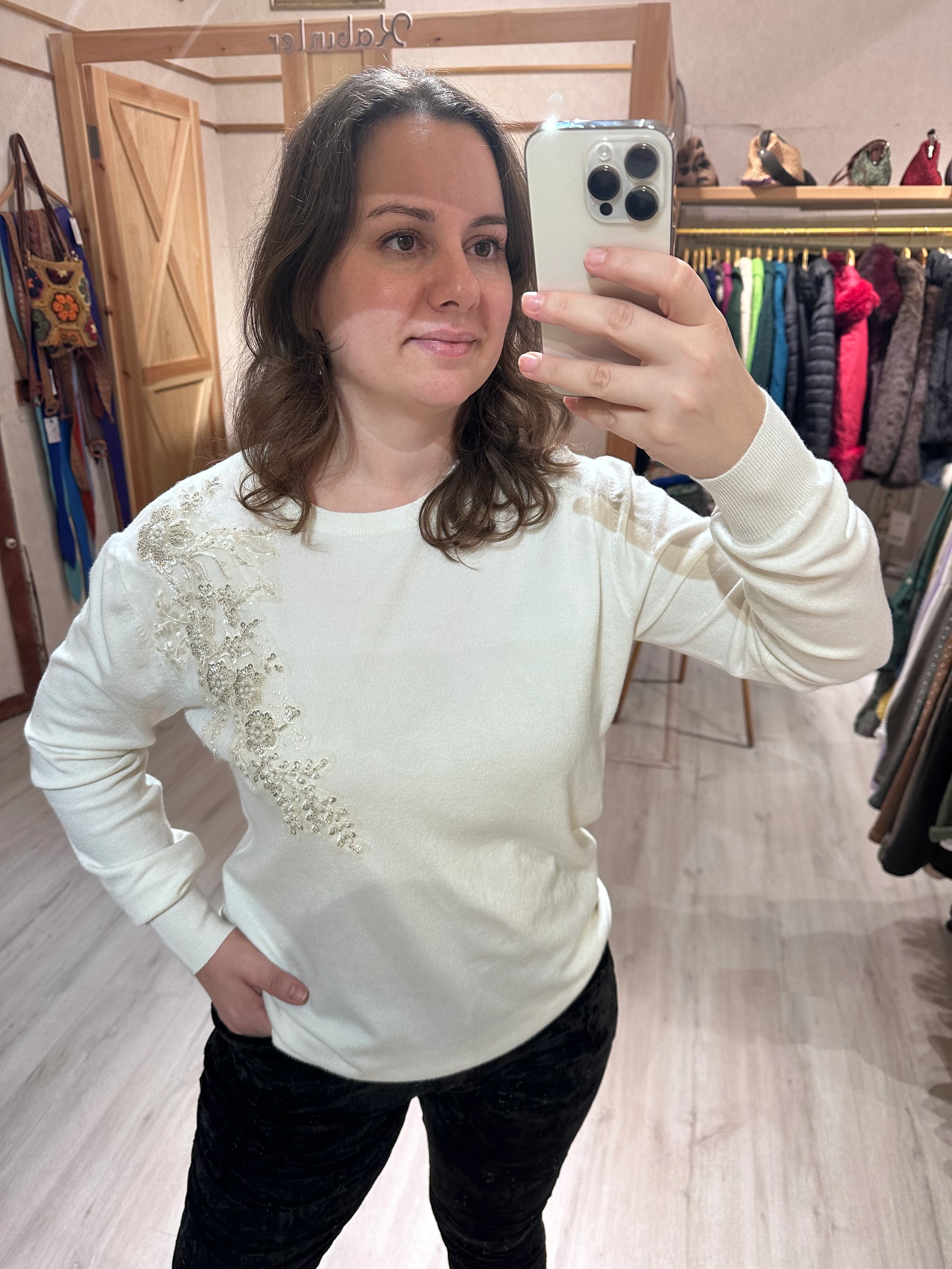 Çapraz Taşlı Triko Kazak JD9948