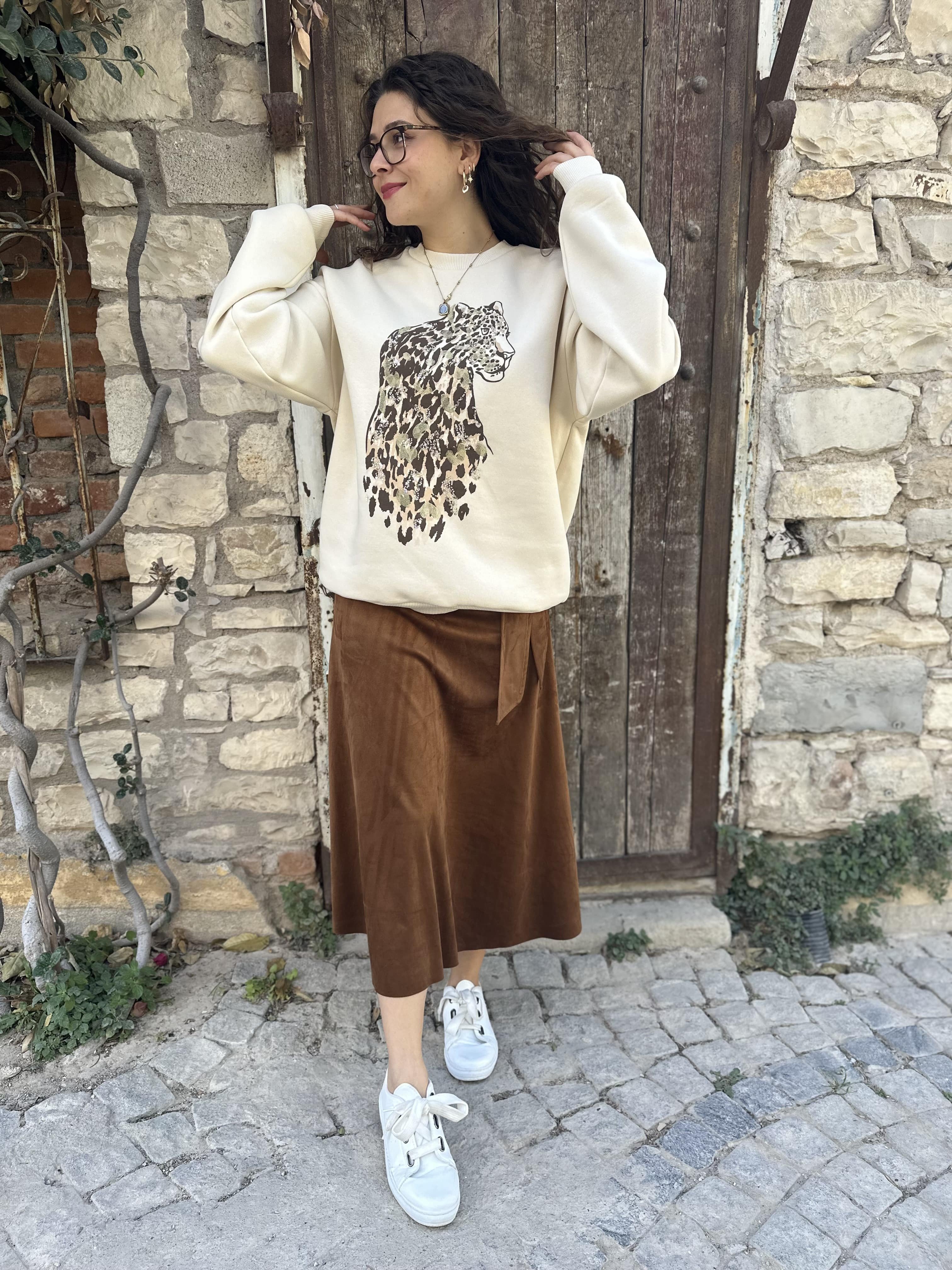 Leopar Desen Sweat 10276