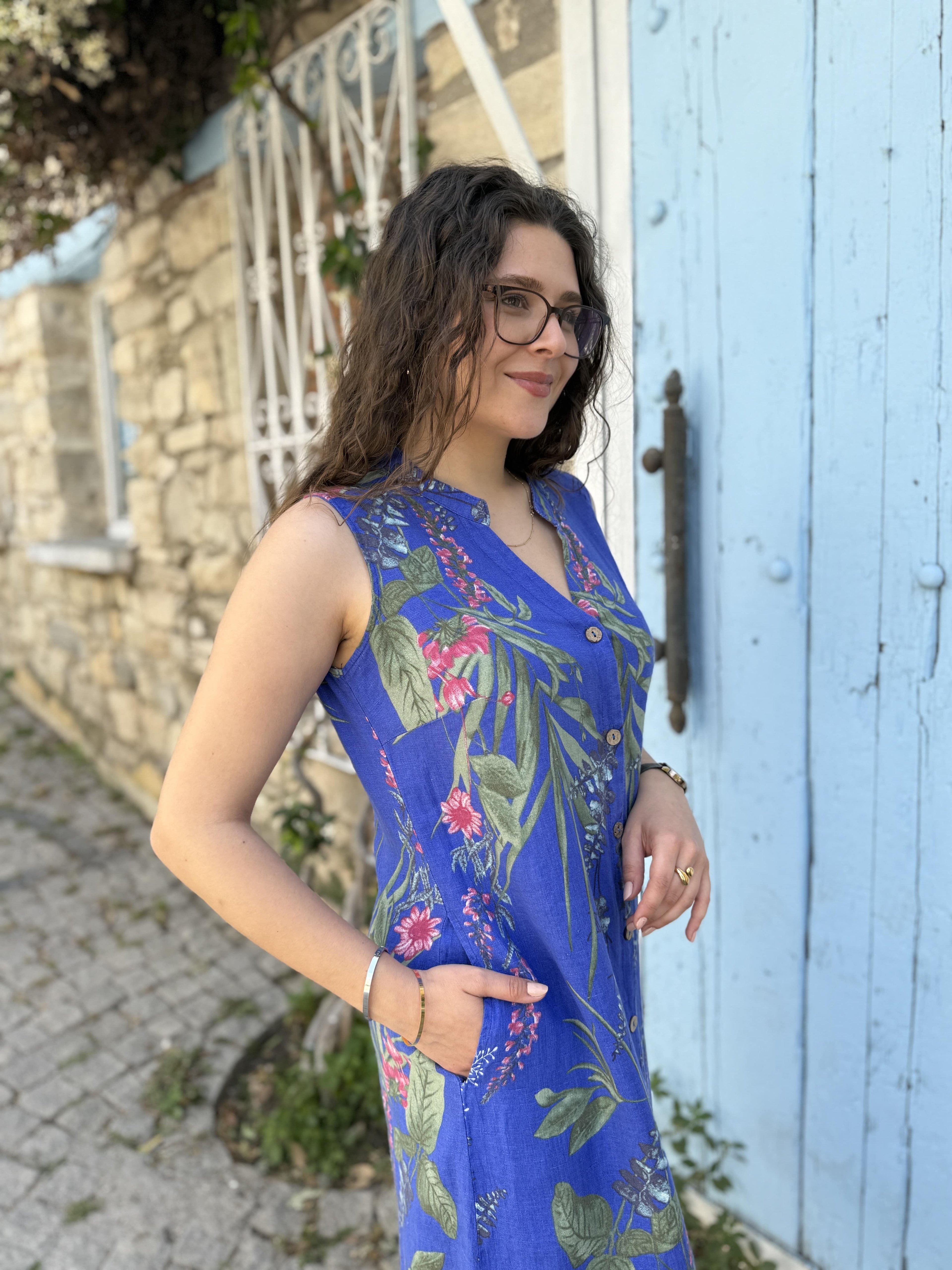 Diva Keten Önü Düğmeli Elbise 501