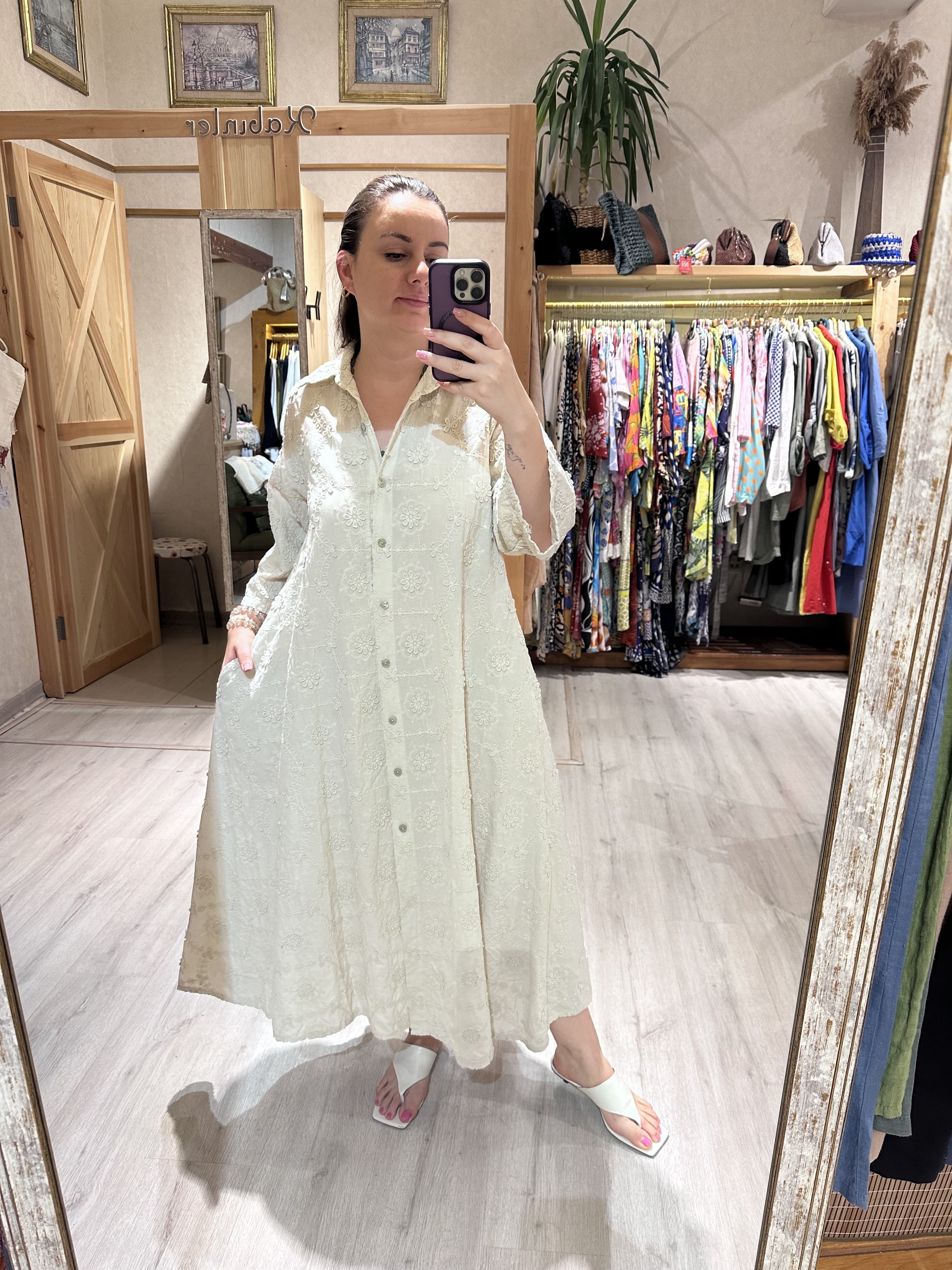 İtalyan Fisto Elbise 2508 - Krem
