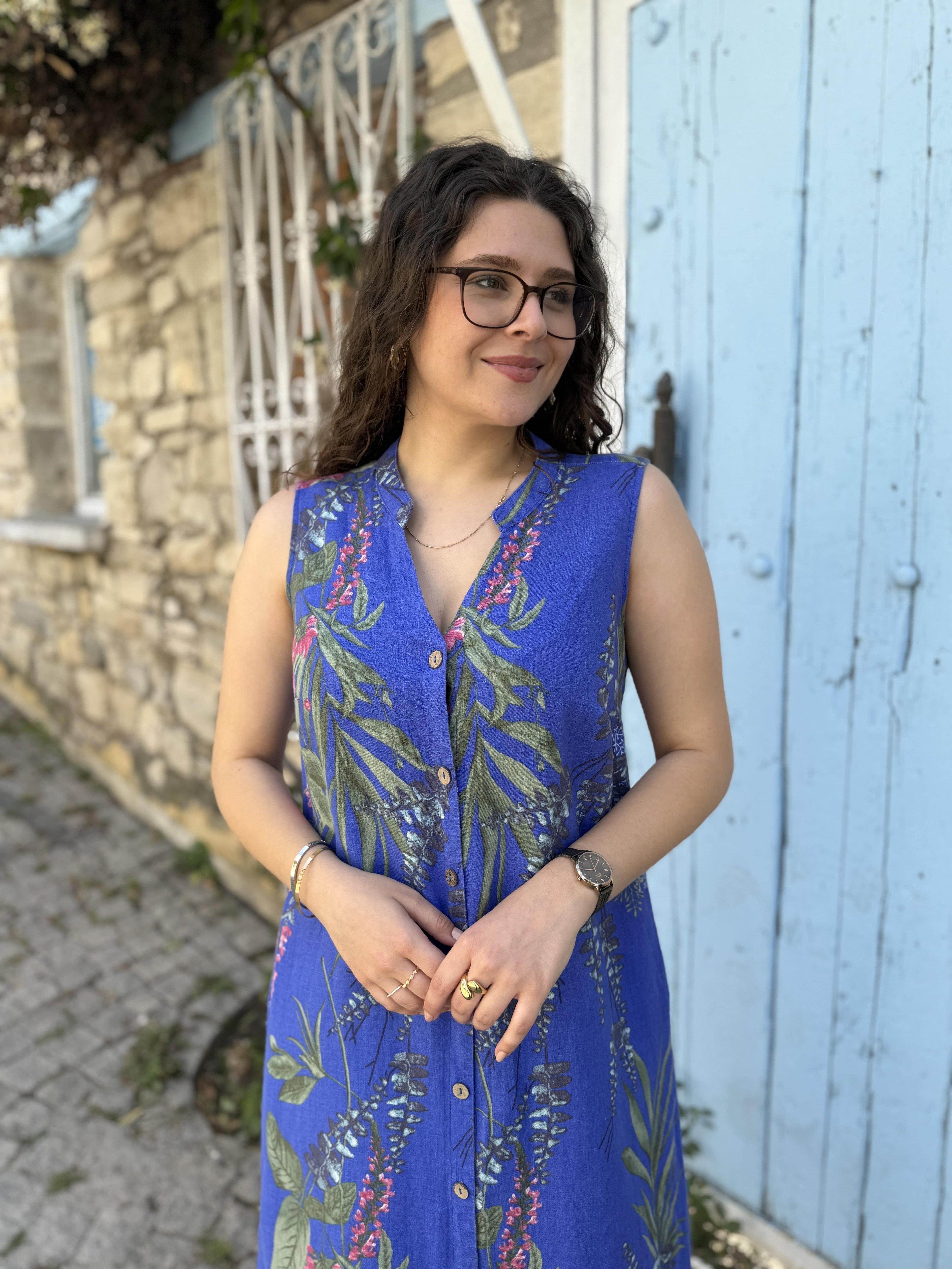 Diva Keten Önü Düğmeli Elbise 501