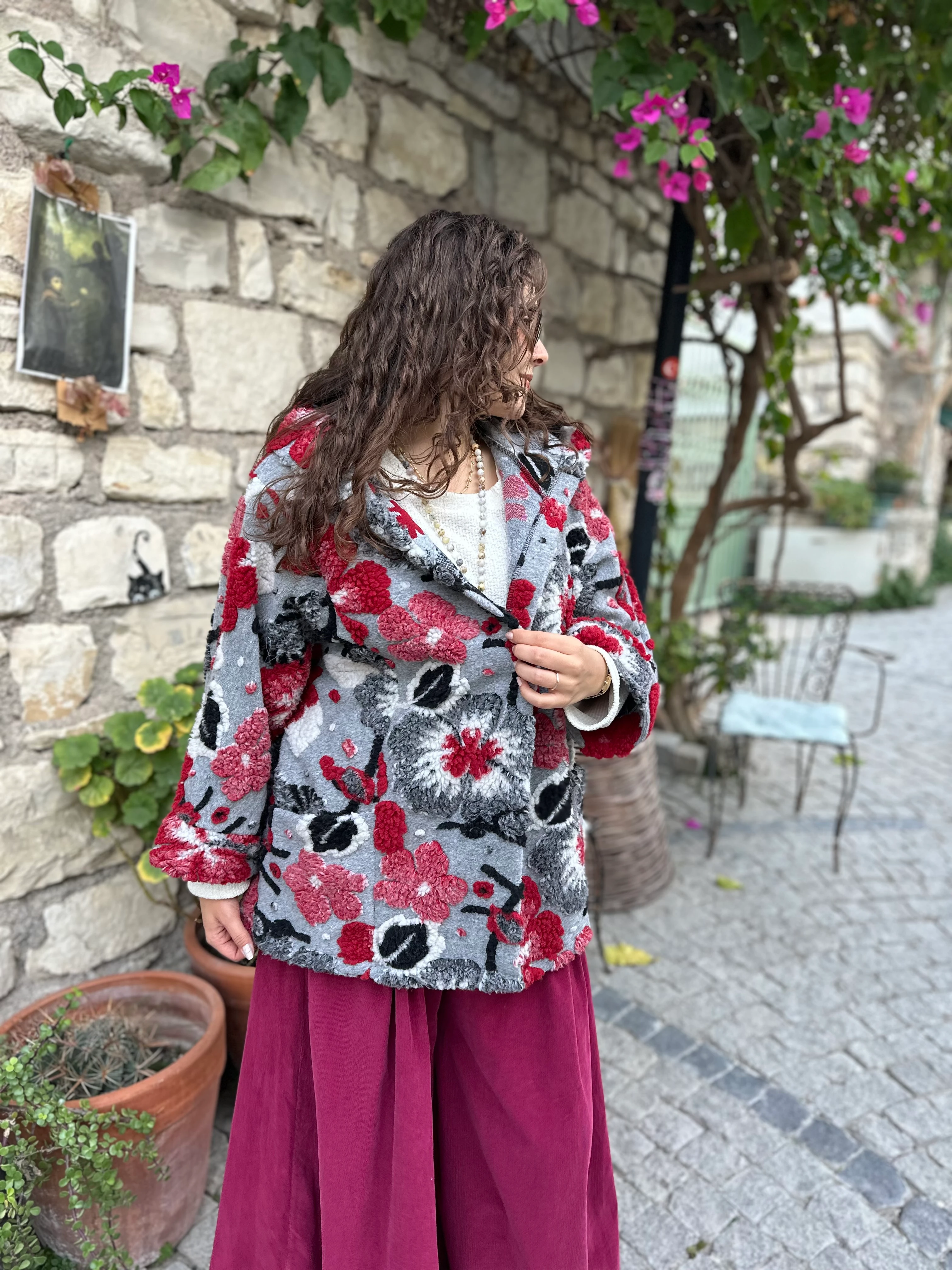 Yaprak Desen Keçe Kaban A0026