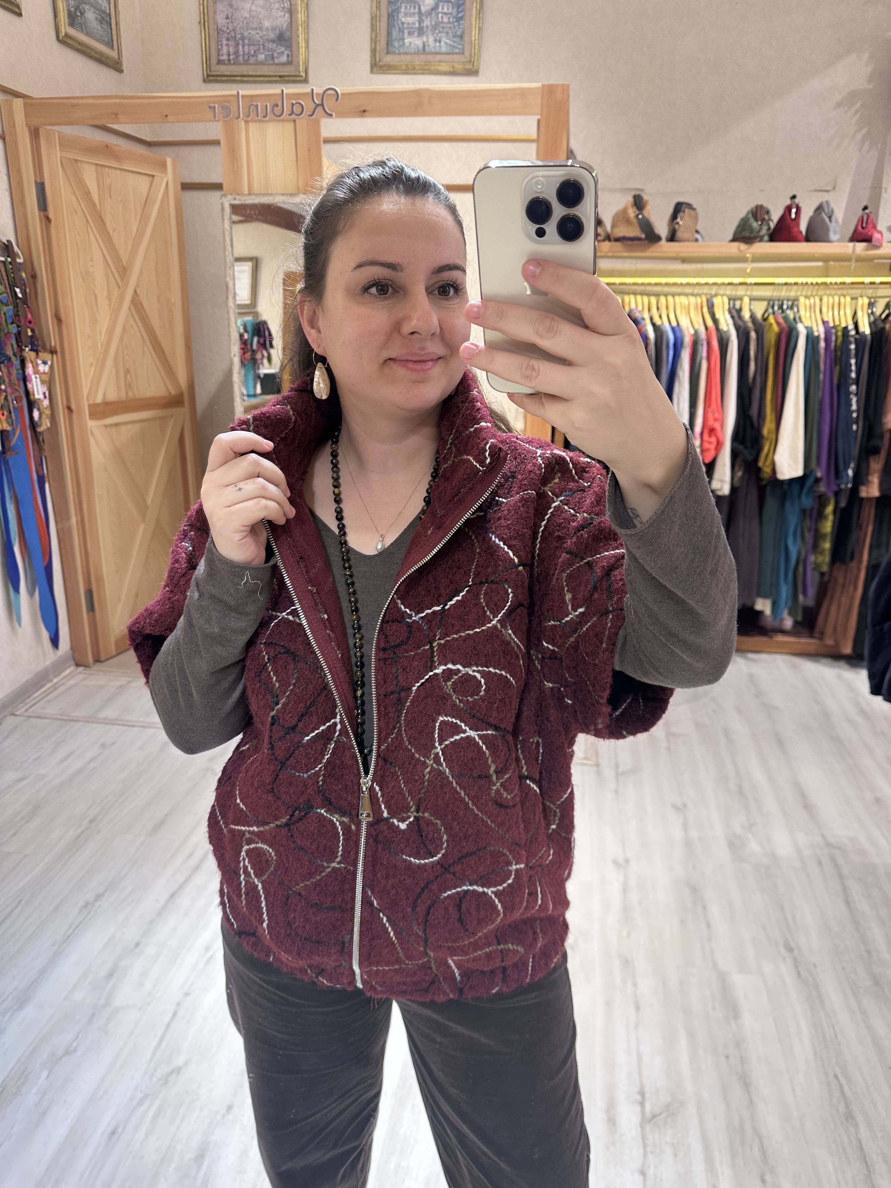 Rafya Desen Fermuarlı Keçe Ceket SN855