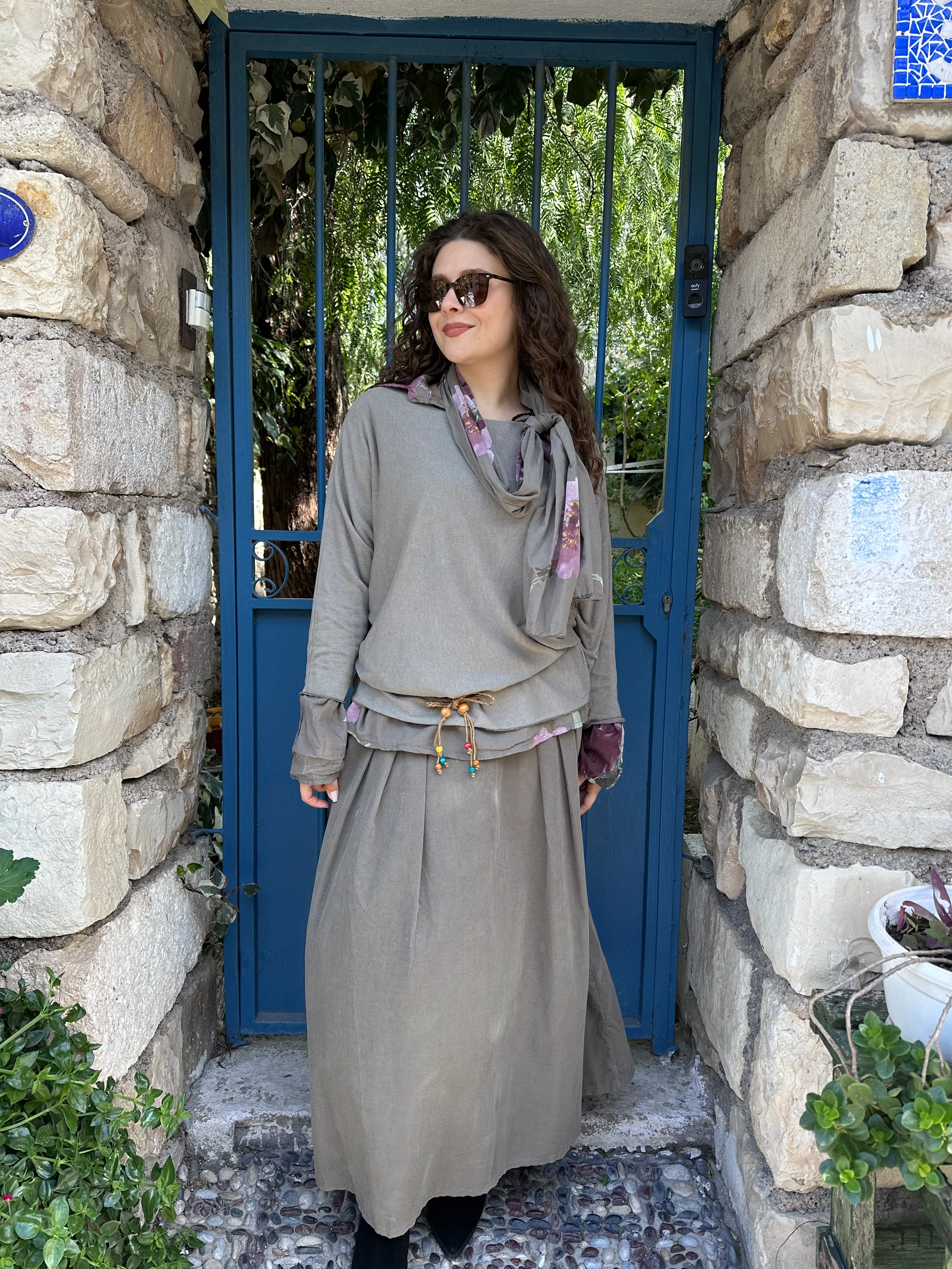 İtalyan Kadife Etek 1891 - Gri