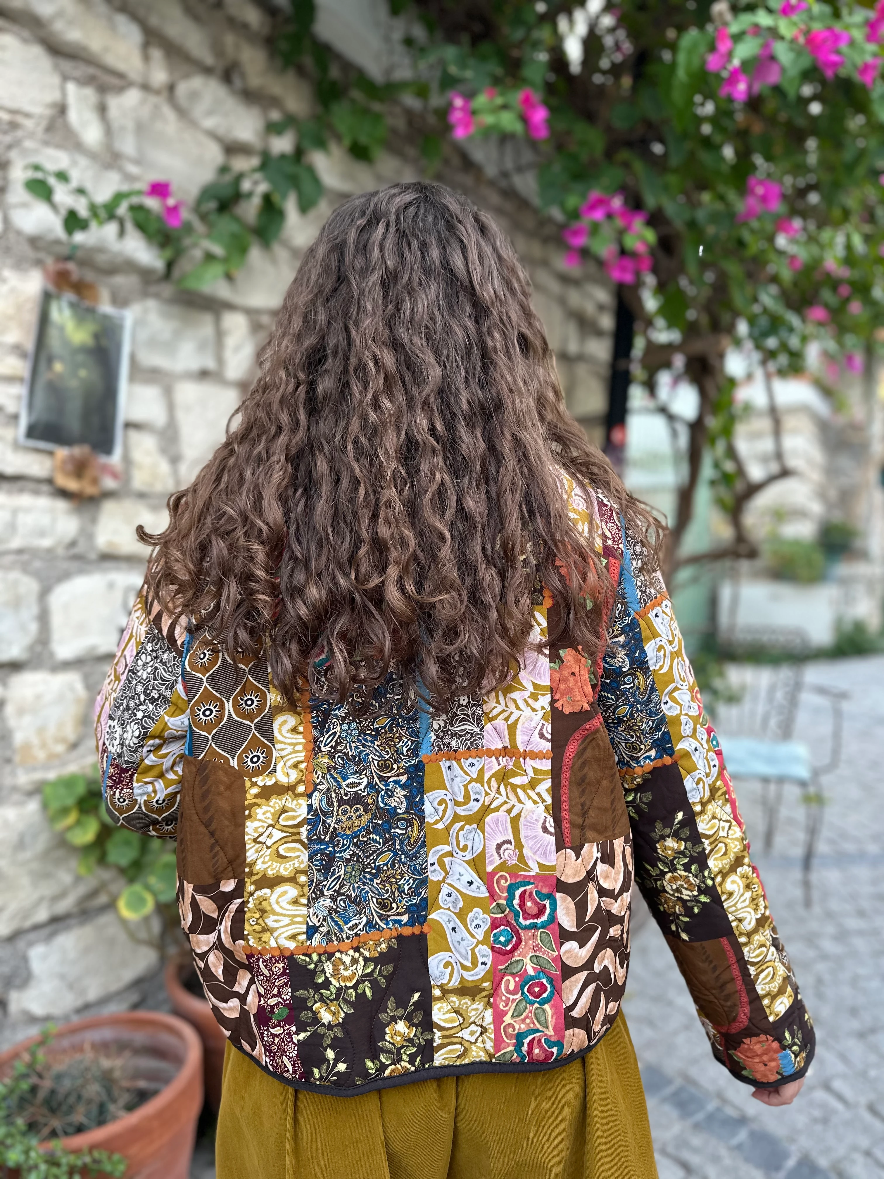 Çiçek Desen Kapitone Mont 230083