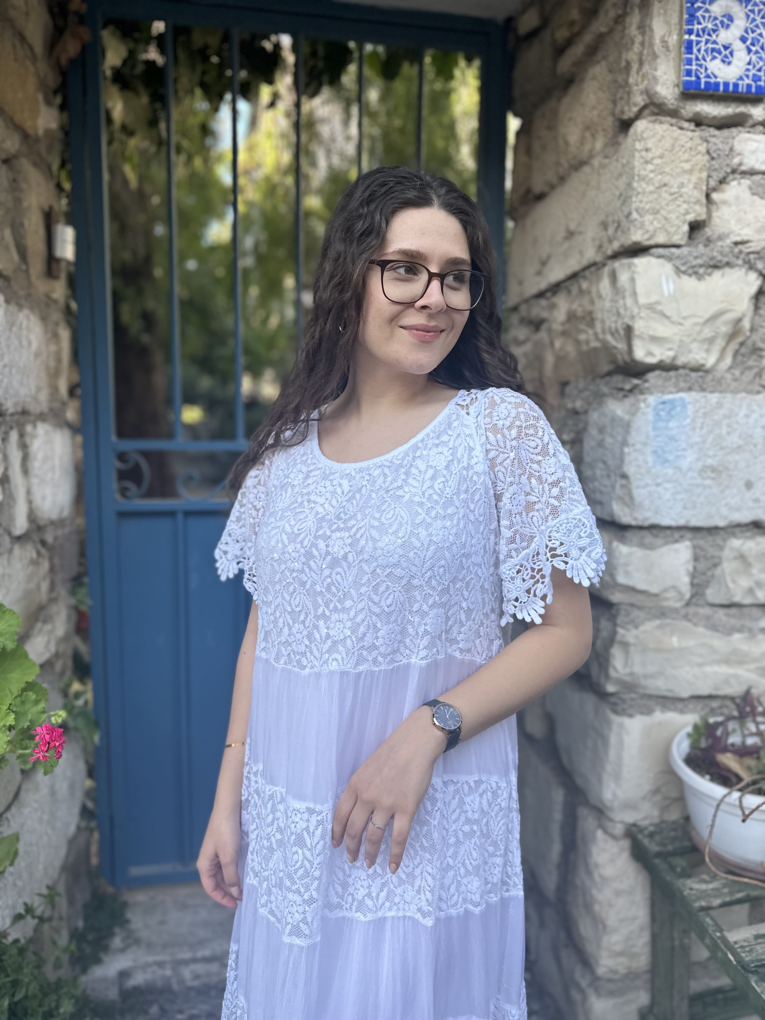 İtalyan Kelebek Detay İpek Elbise - Beyaz
