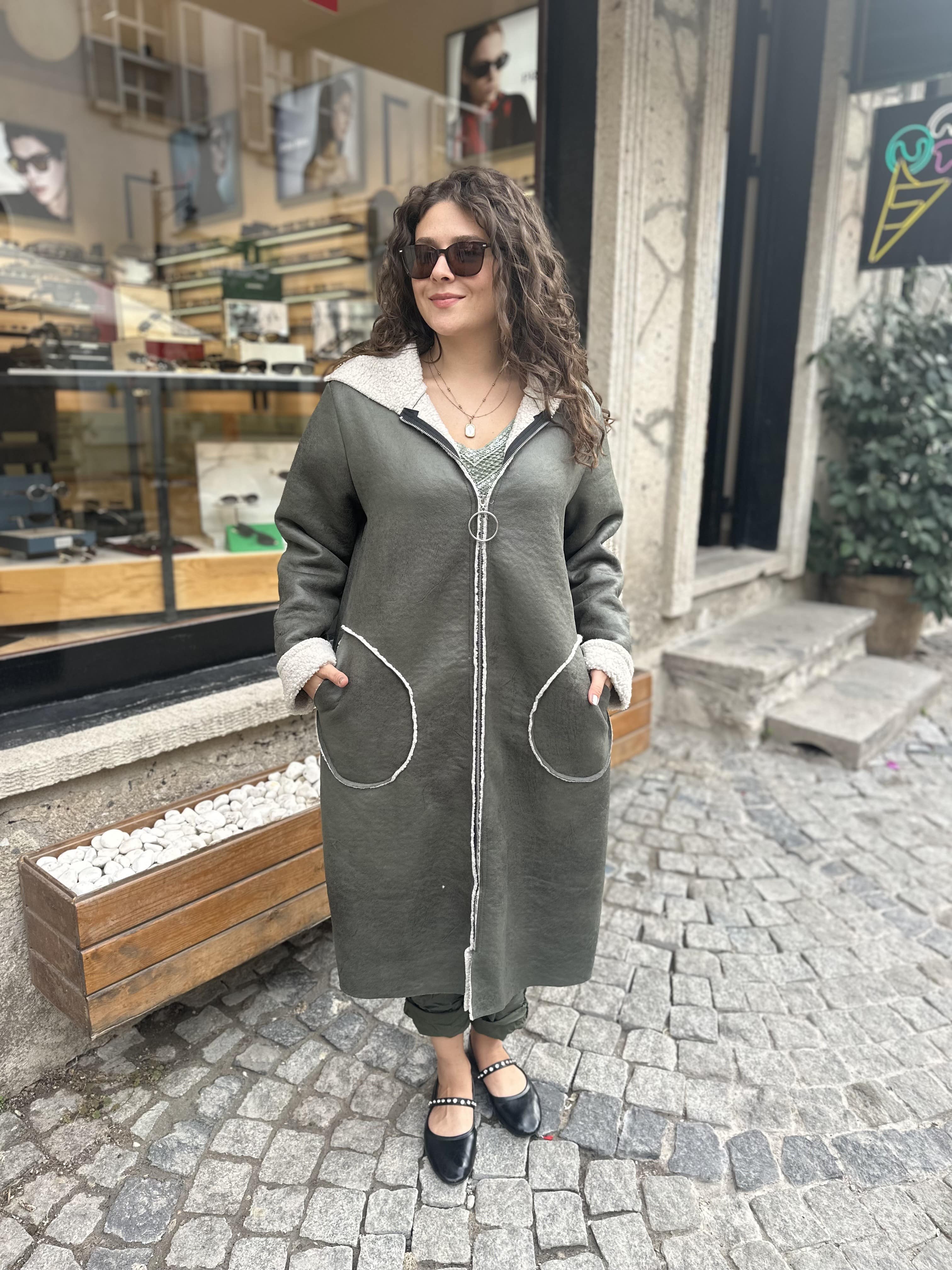 Kürklü Fermuarlı Nubuk Kaban 60949