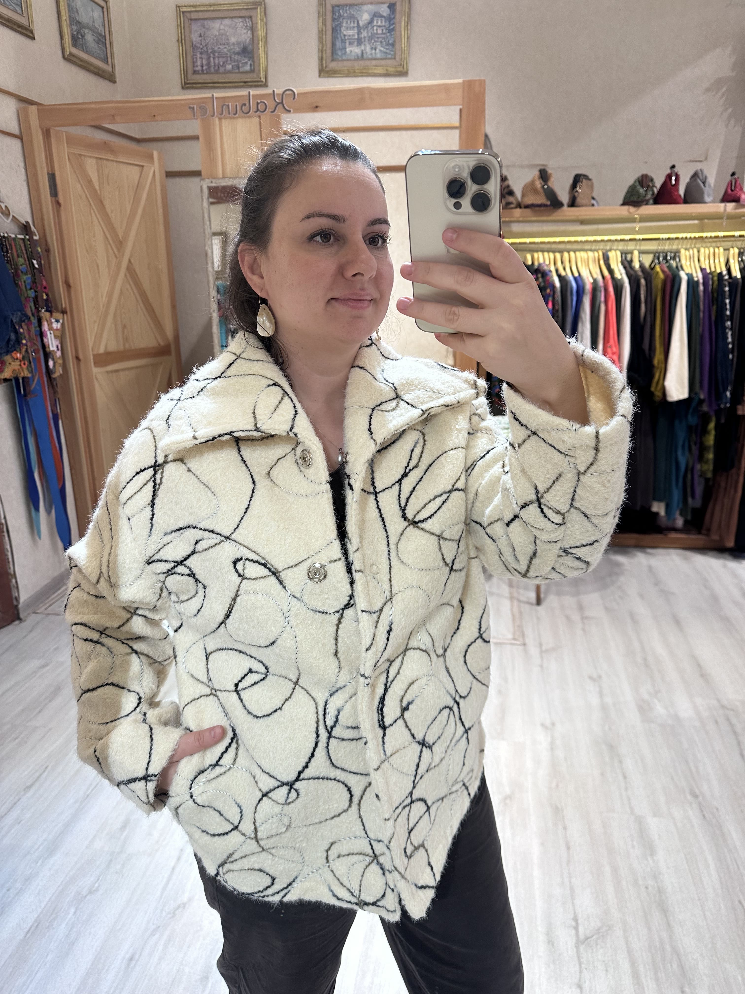 Rafya Desen Çırçıtlı Keçe Ceket SN829