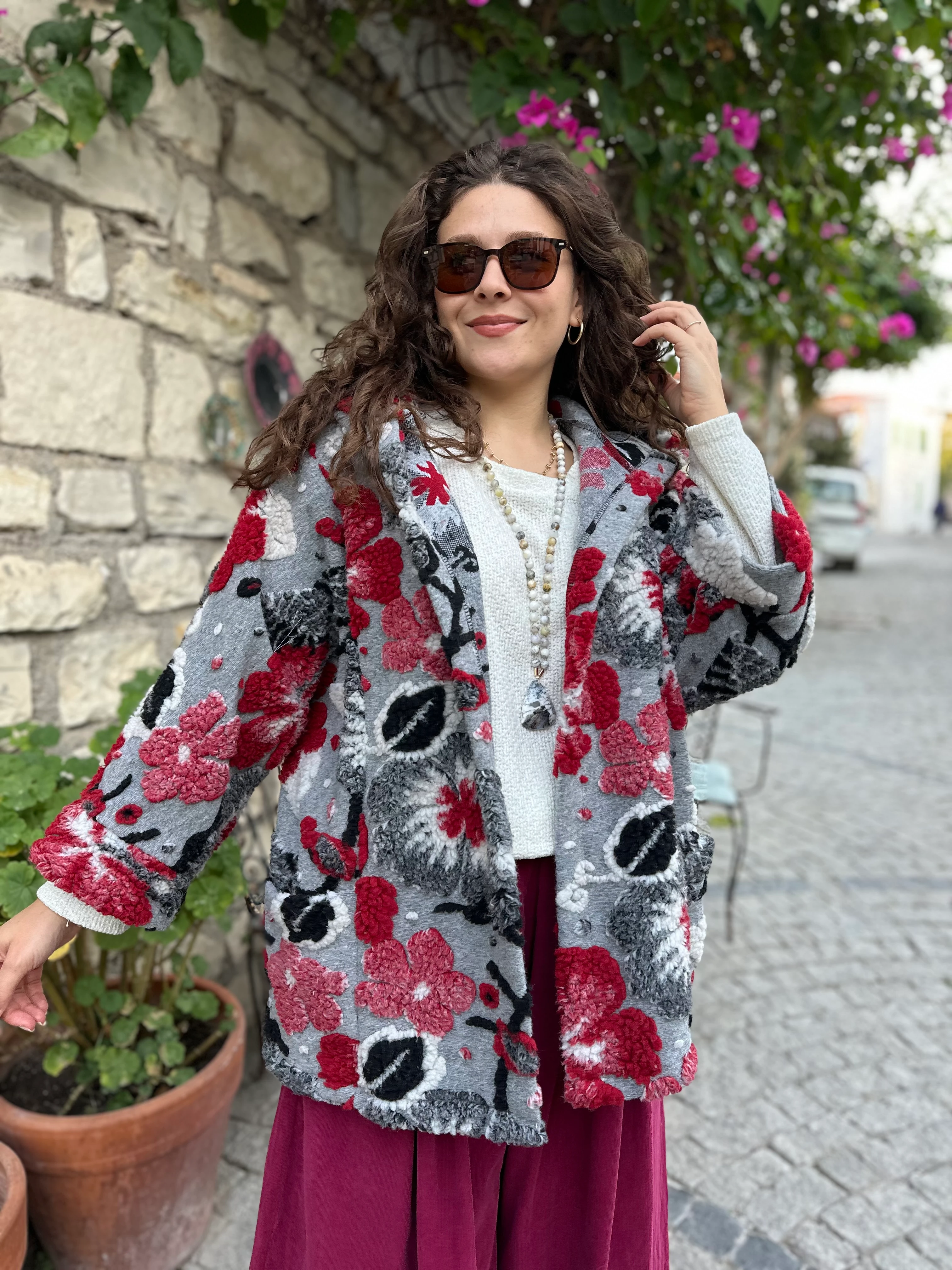 Yaprak Desen Keçe Kaban A0026