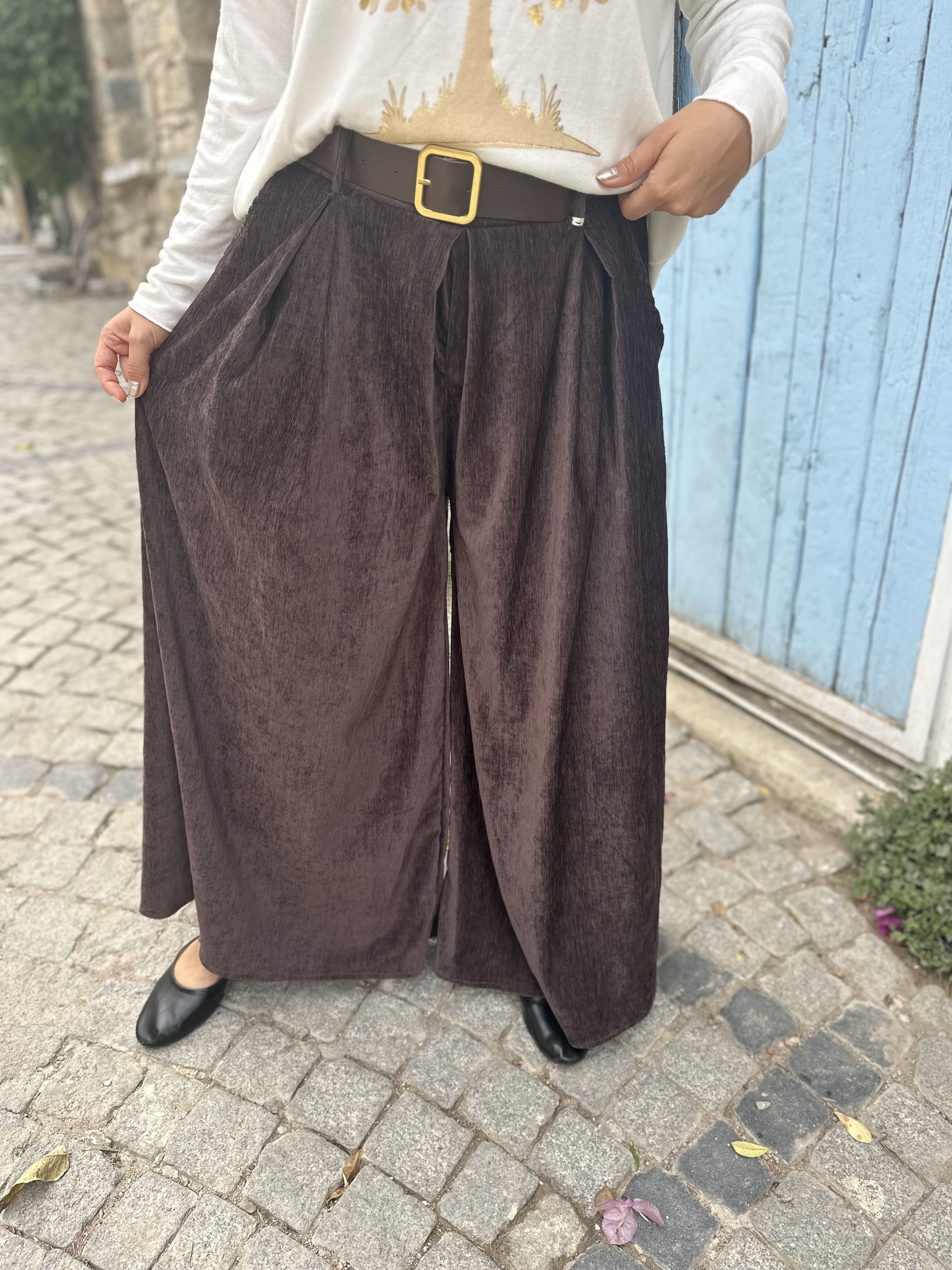 Kadife Kemerli Pantolon 30522