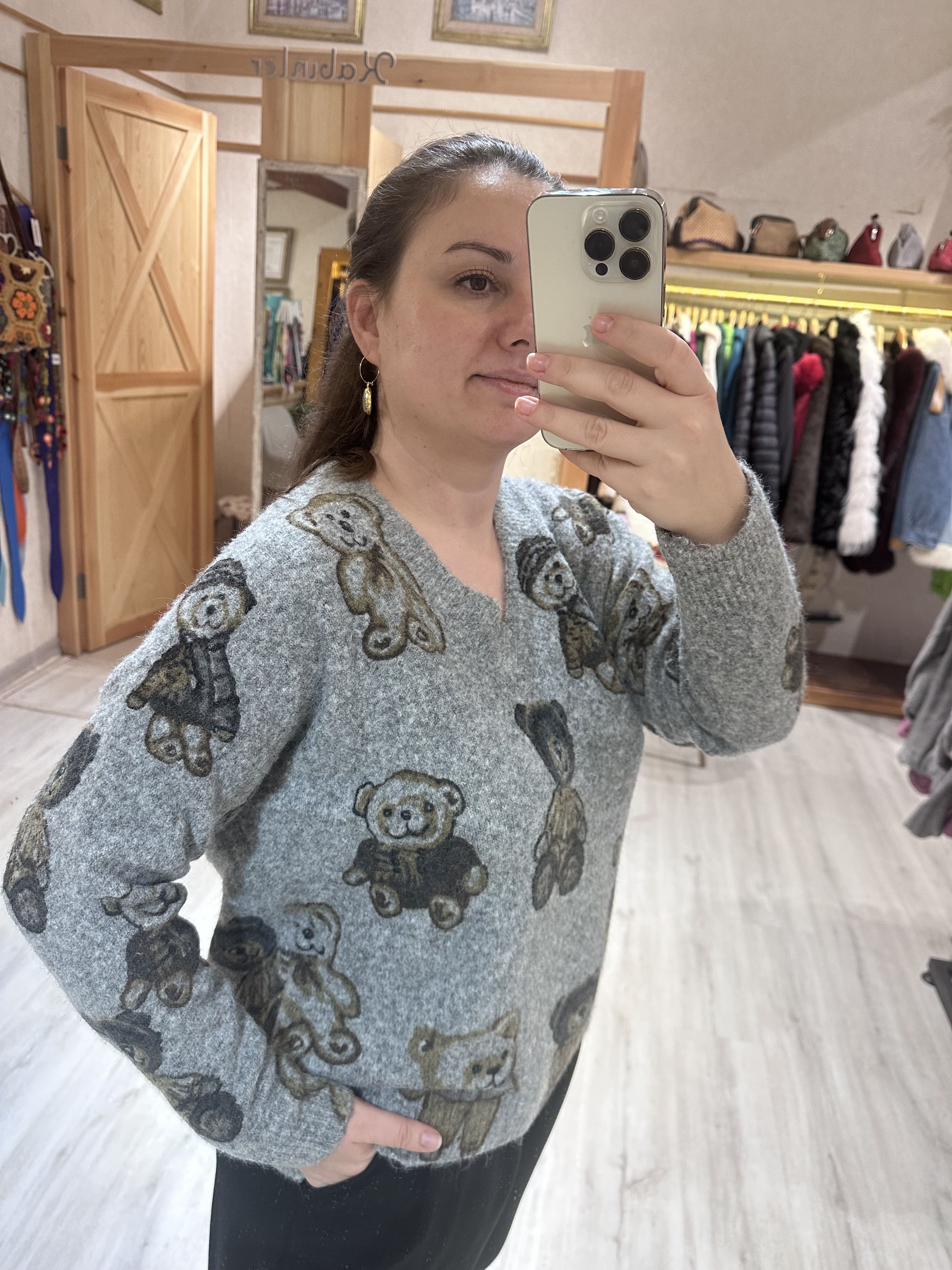 Ayıcık Desen Yünlü Kazak J881