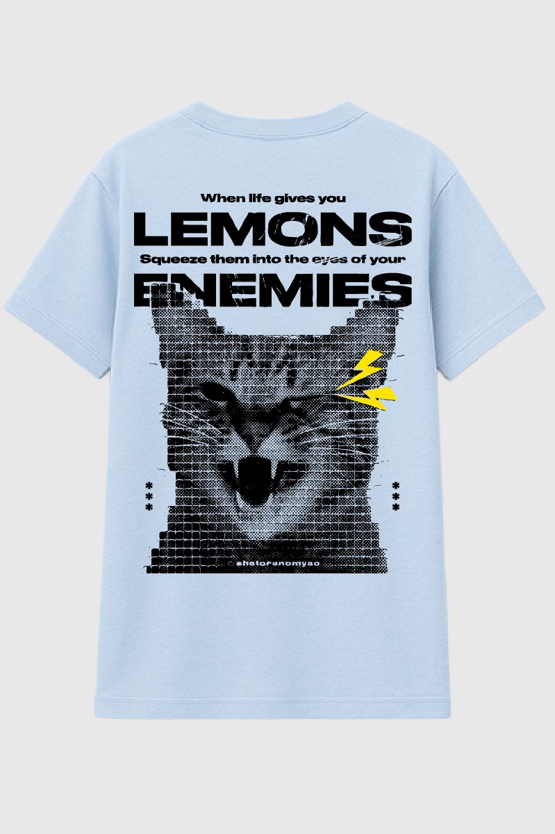 Enoying Cat Oversize T-shirt - Açık Mavi