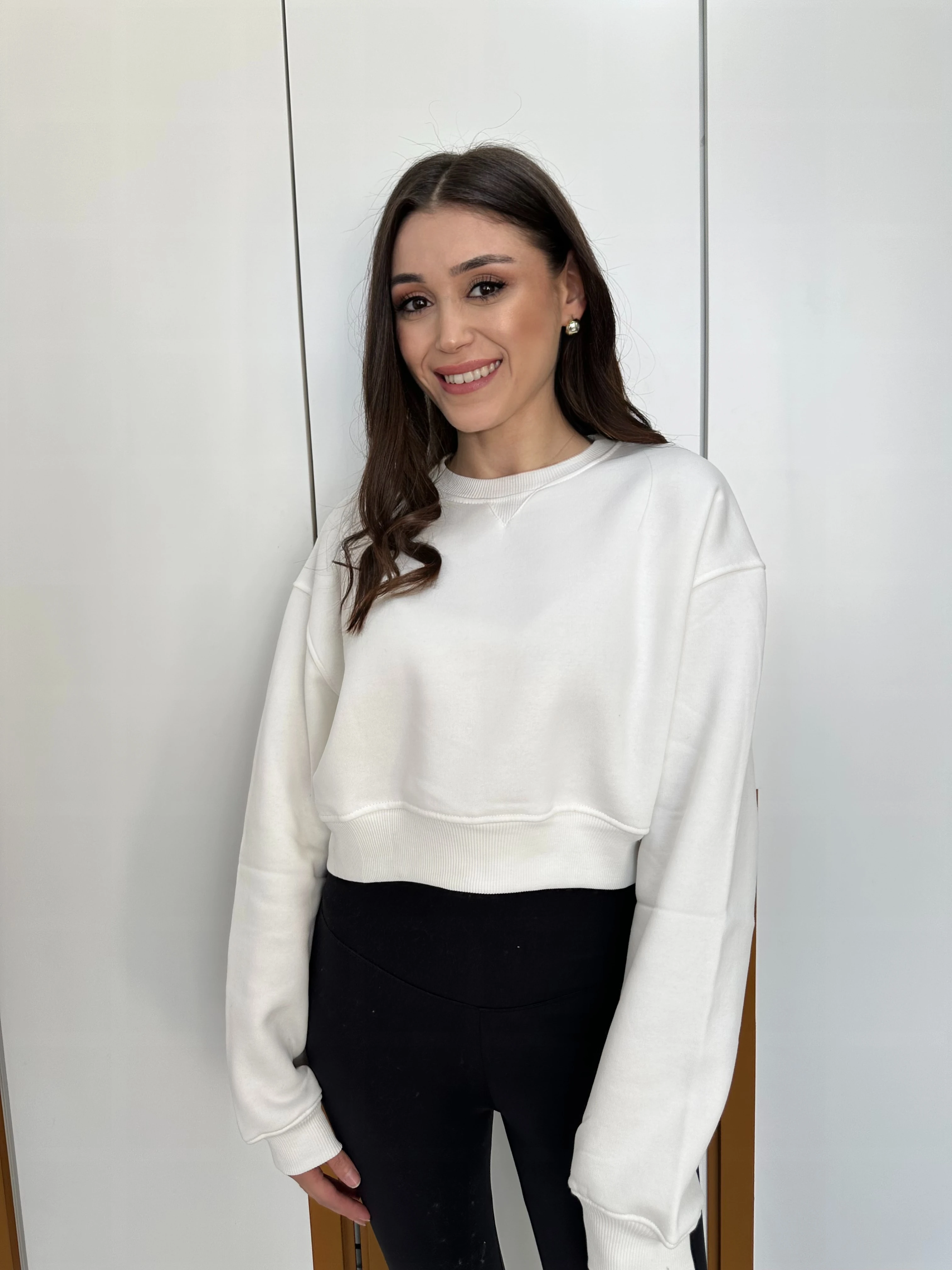 Crop Sweatshirt - Beyaz