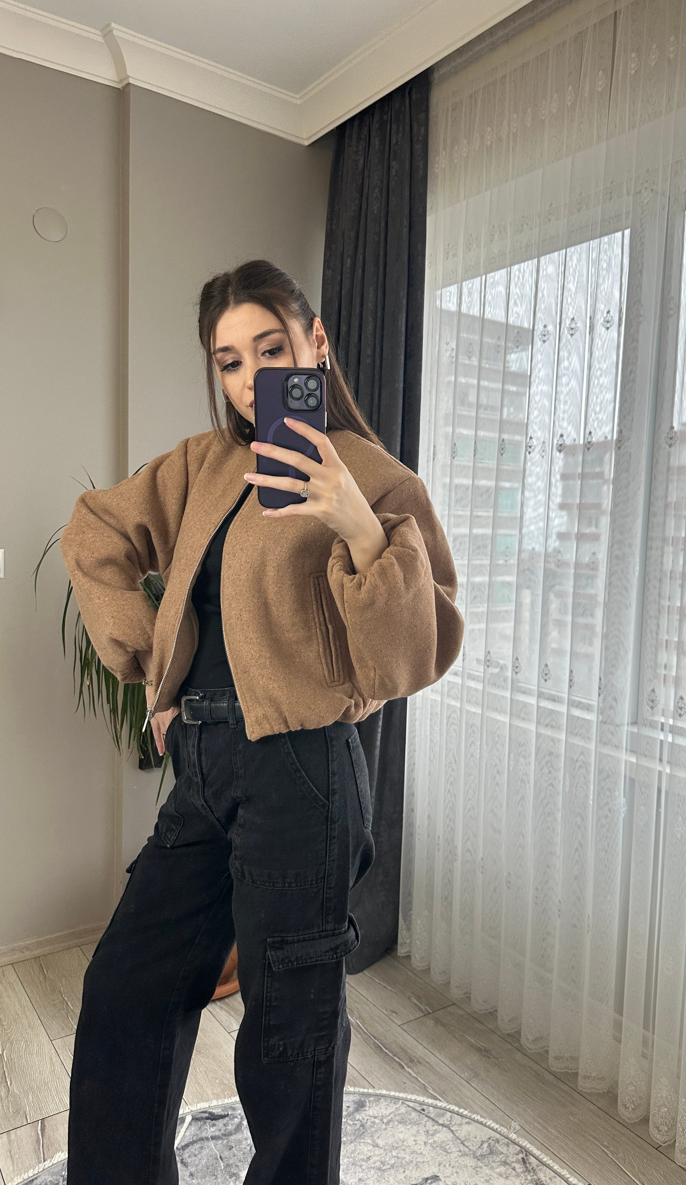 ZR Bomber Ceket - Kahverengi