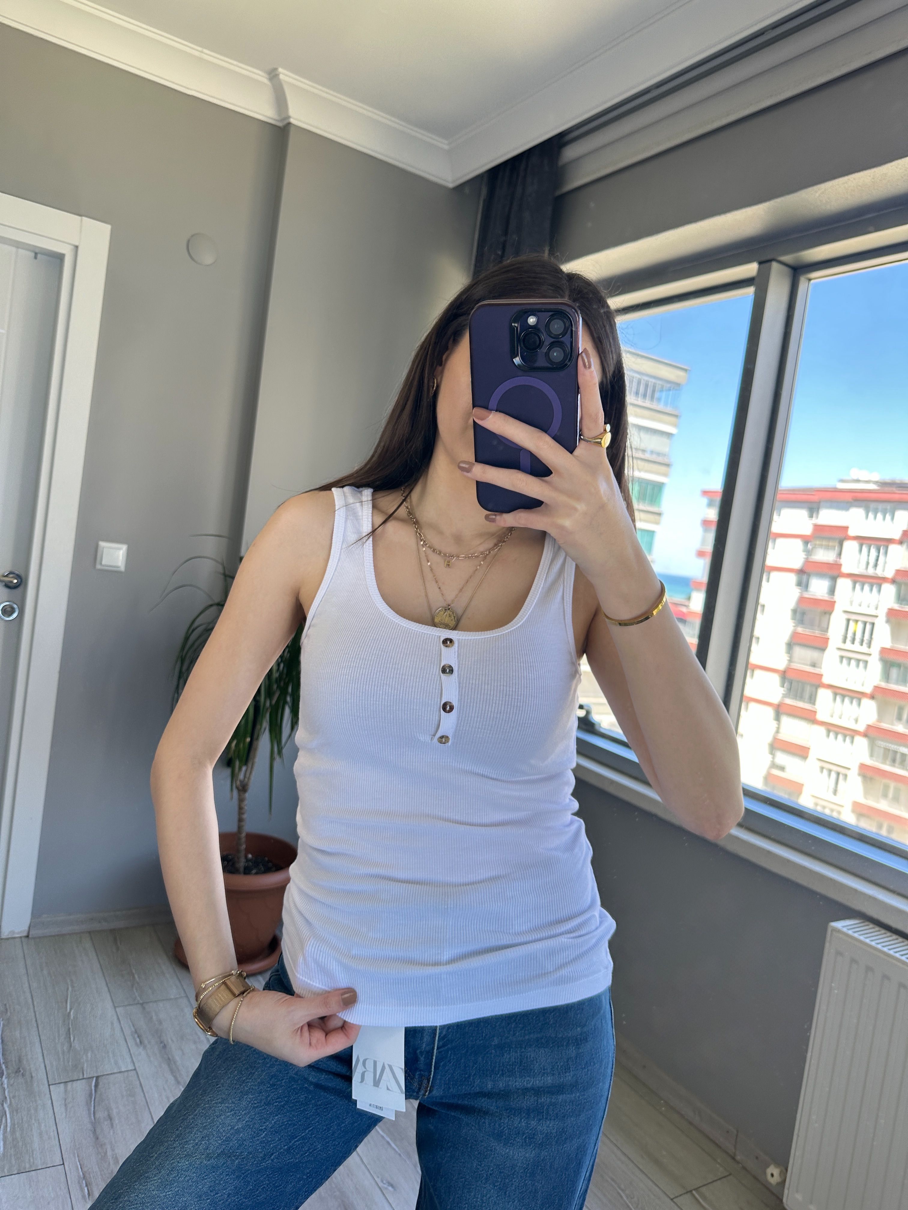 Fitilli Düğmeli Atlet 