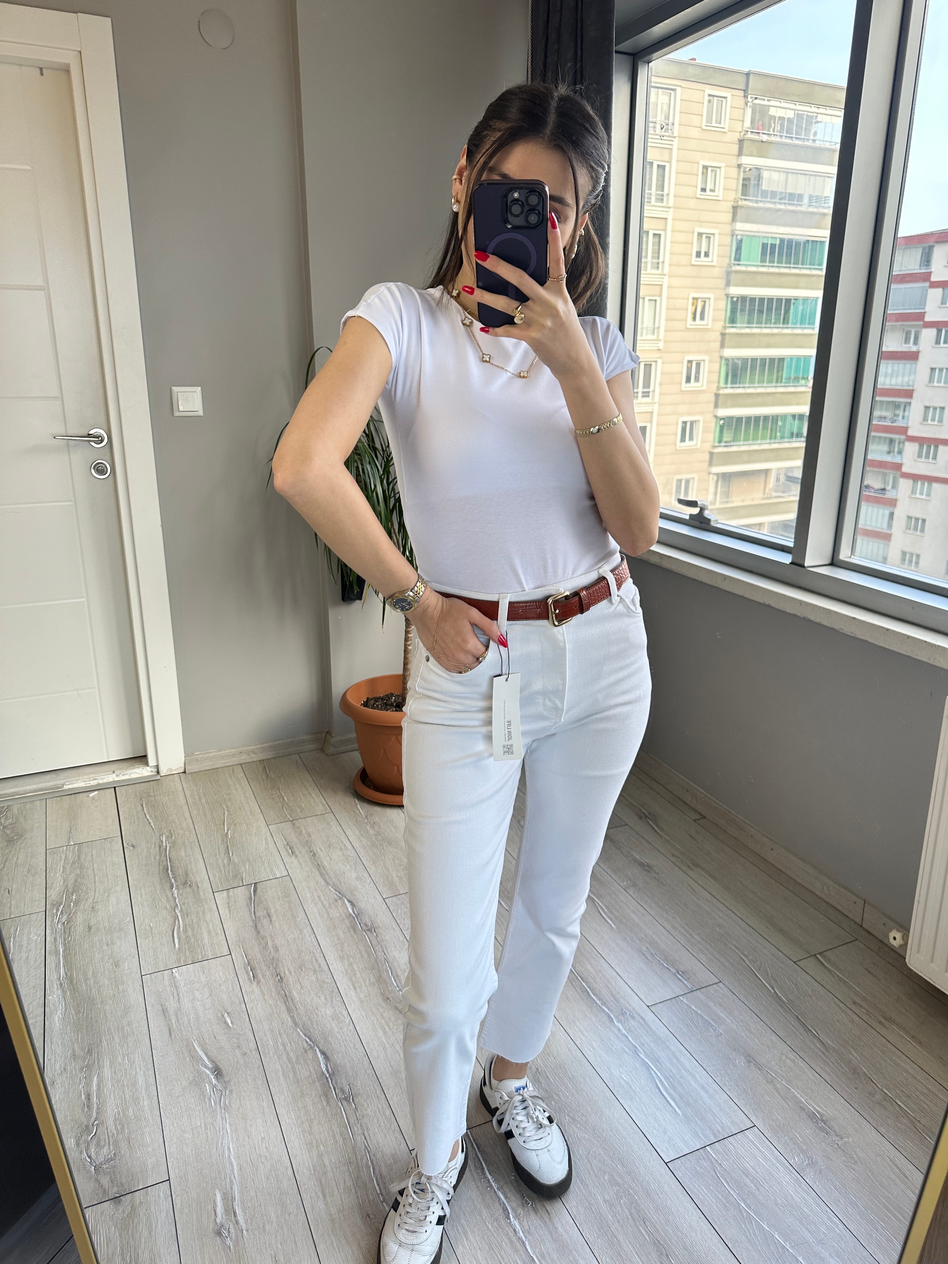 ZR Boyfit Beyaz Jean