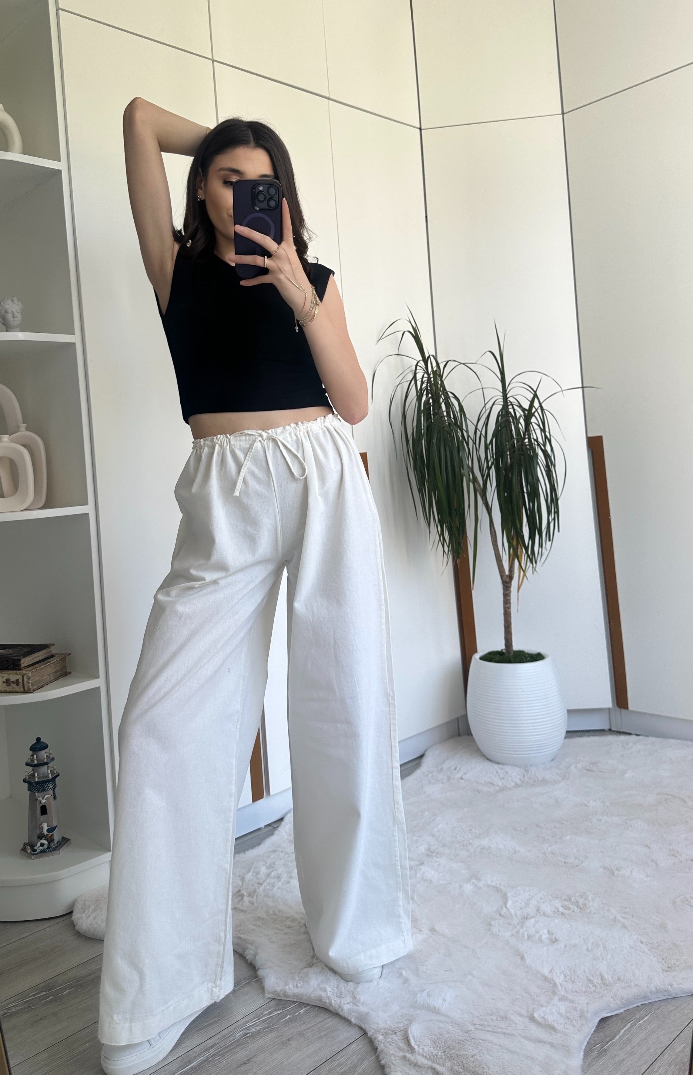 Keten Wide Leg Pantolon