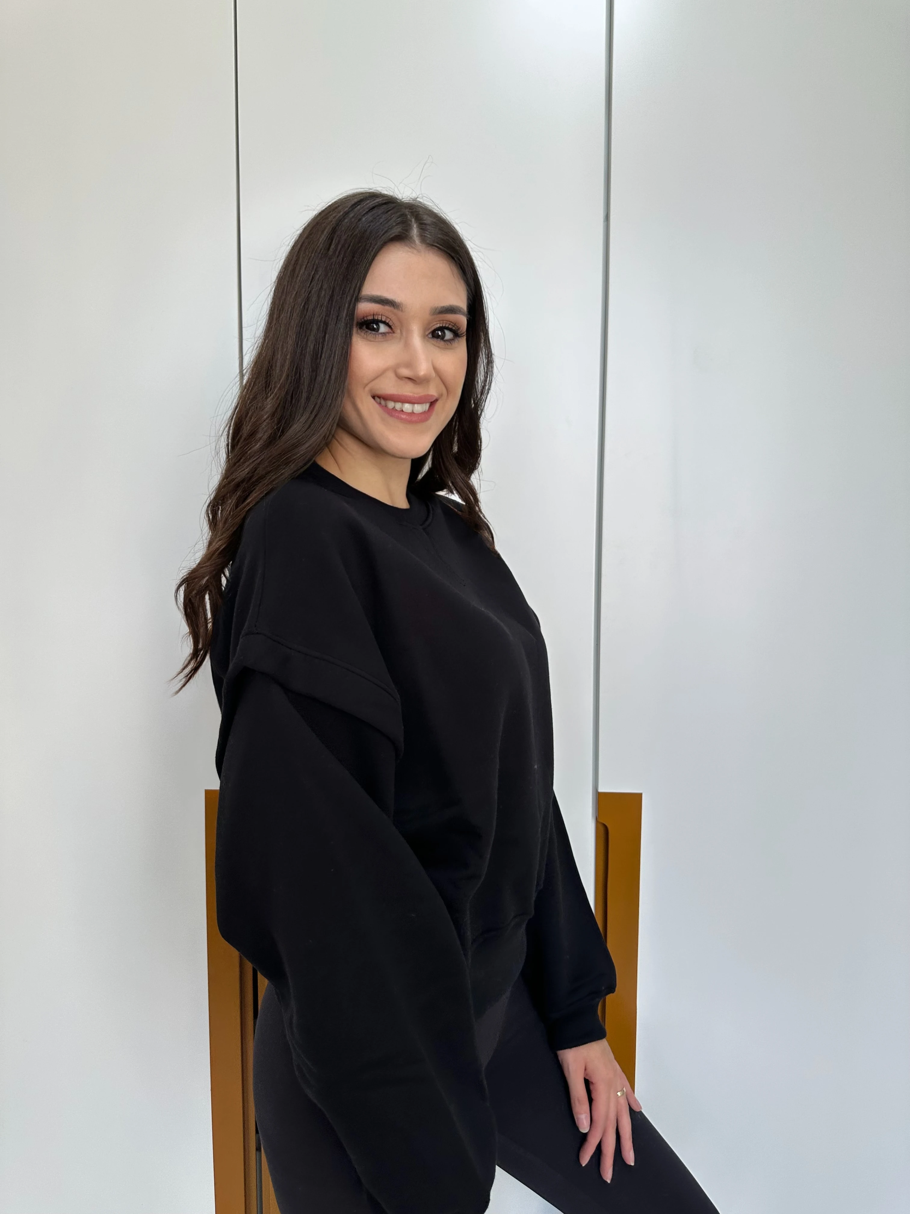 Kol Detaylı Sweatshirt - Siyah