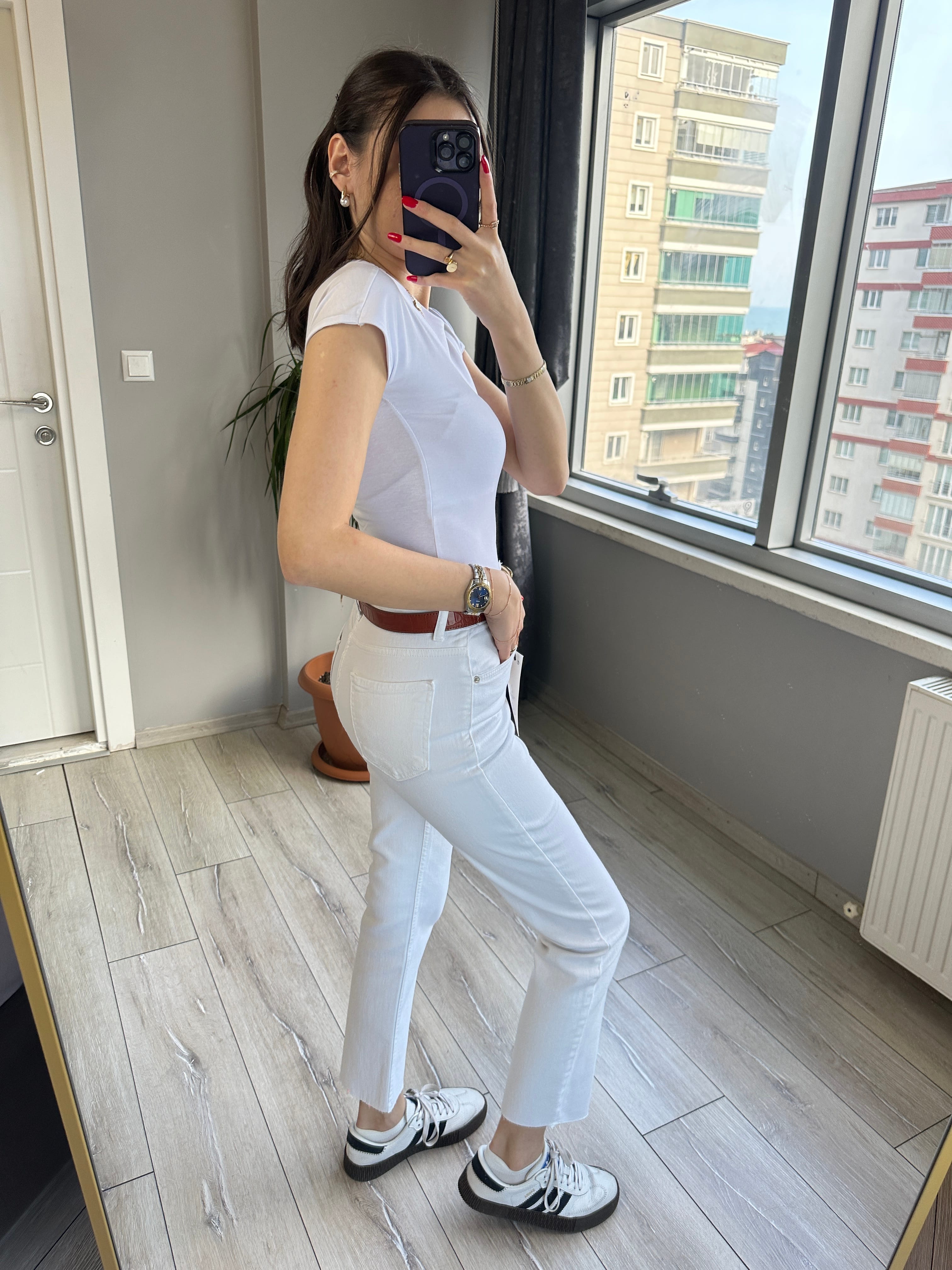 ZR Boyfit Beyaz Jean