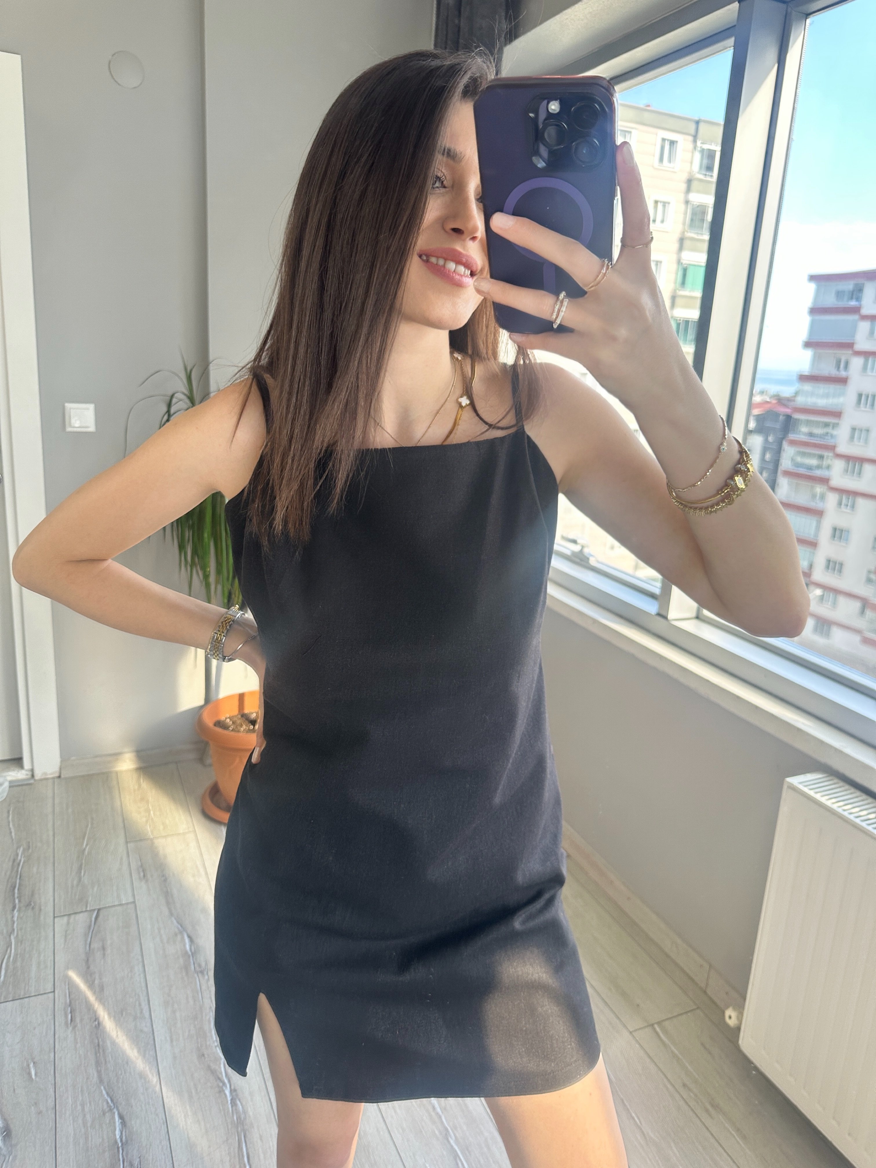 Keten Mini Elbise