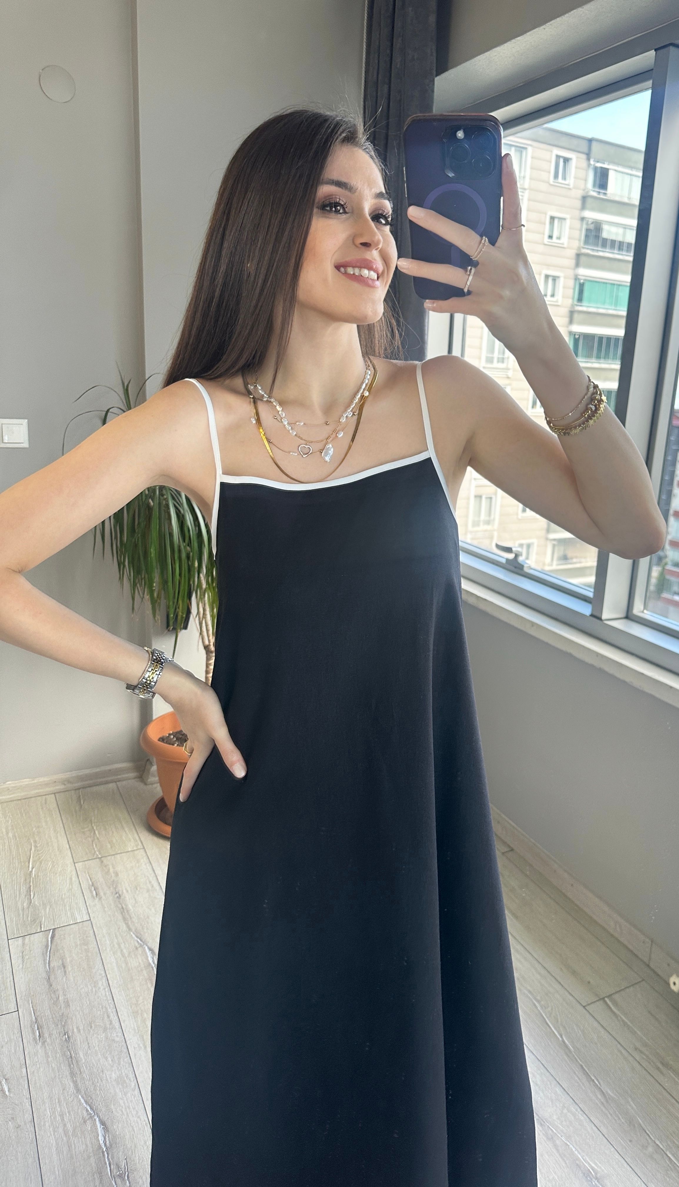 Keten Maxi Elbise